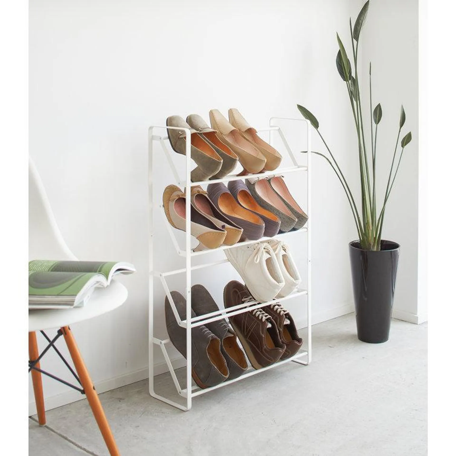 Yamazaki Home Slim Shoe Rack, Steel, Holds 8 to 12 shoes