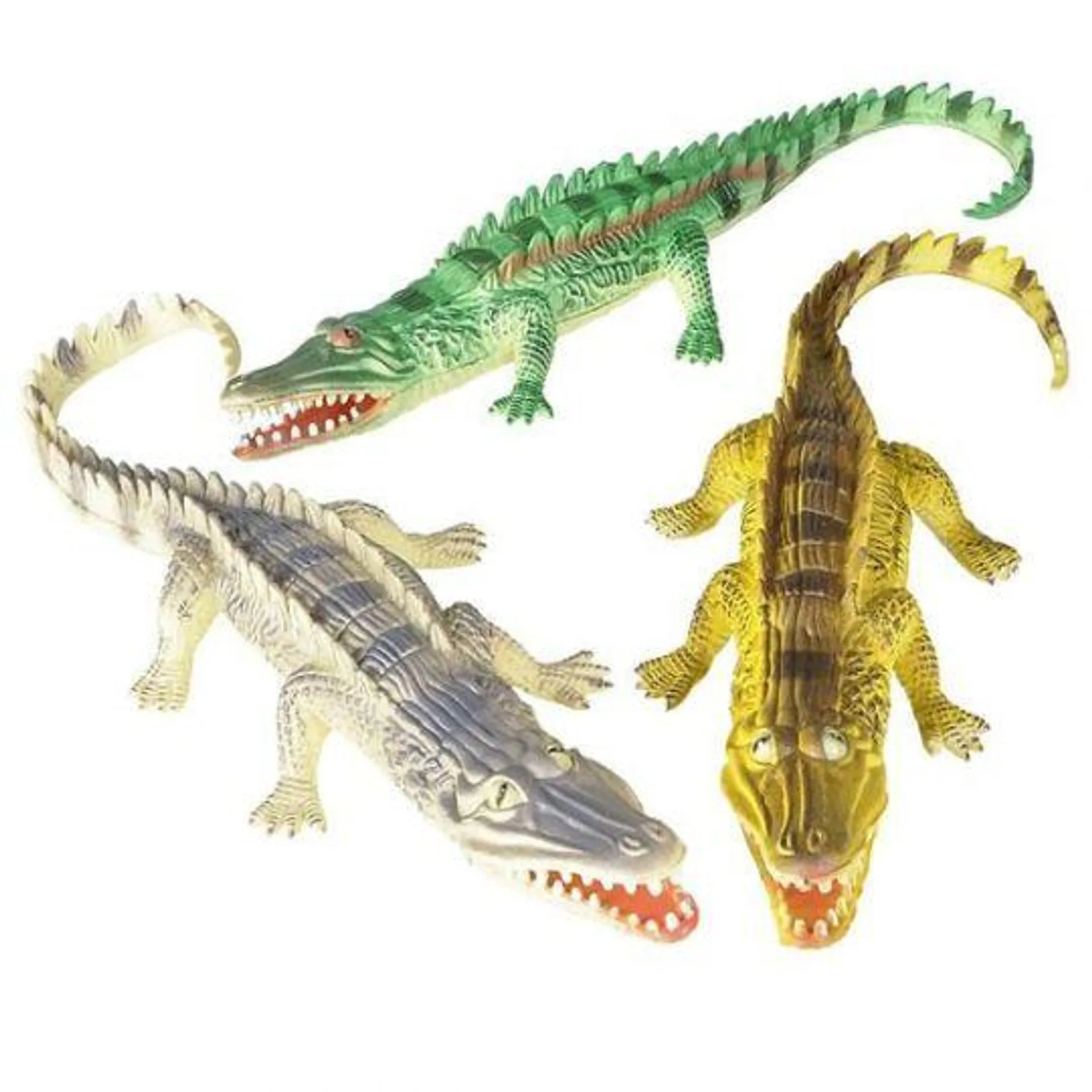 Rhode Island Novelty Figure Toys - SET OF 3 SOFT PVC ALLIGATORS (White, Yellow & Green)(14 inch)