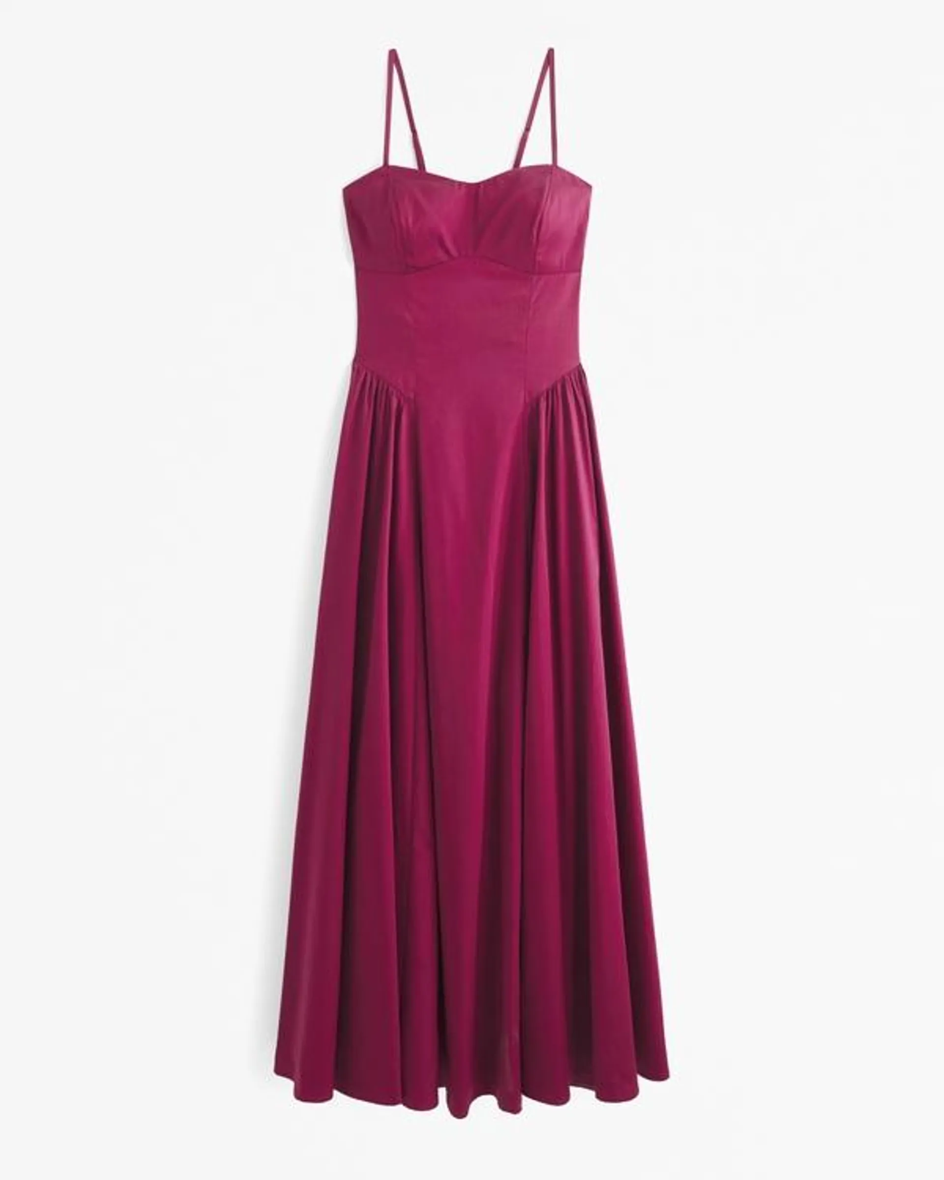 Dipped-Waist Sweetheart Maxi Dress