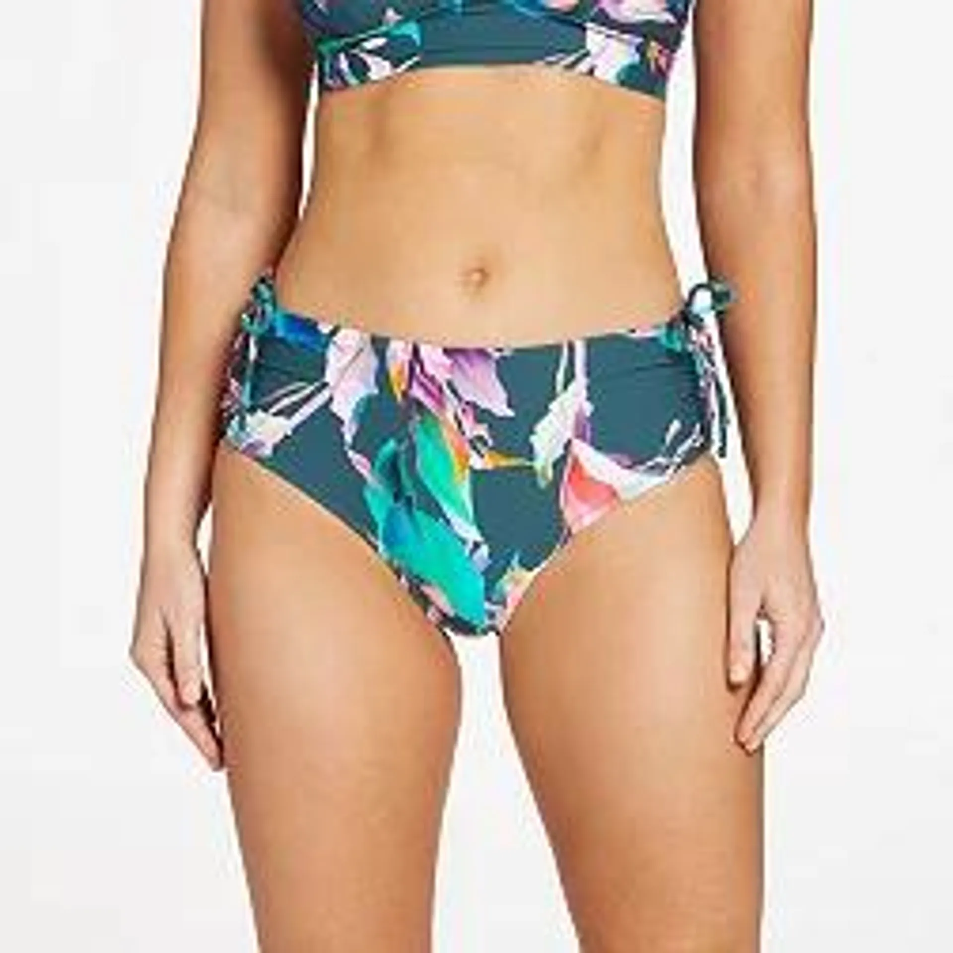 CALIA Women's Mid Rise Ruched Side Swim Bottom