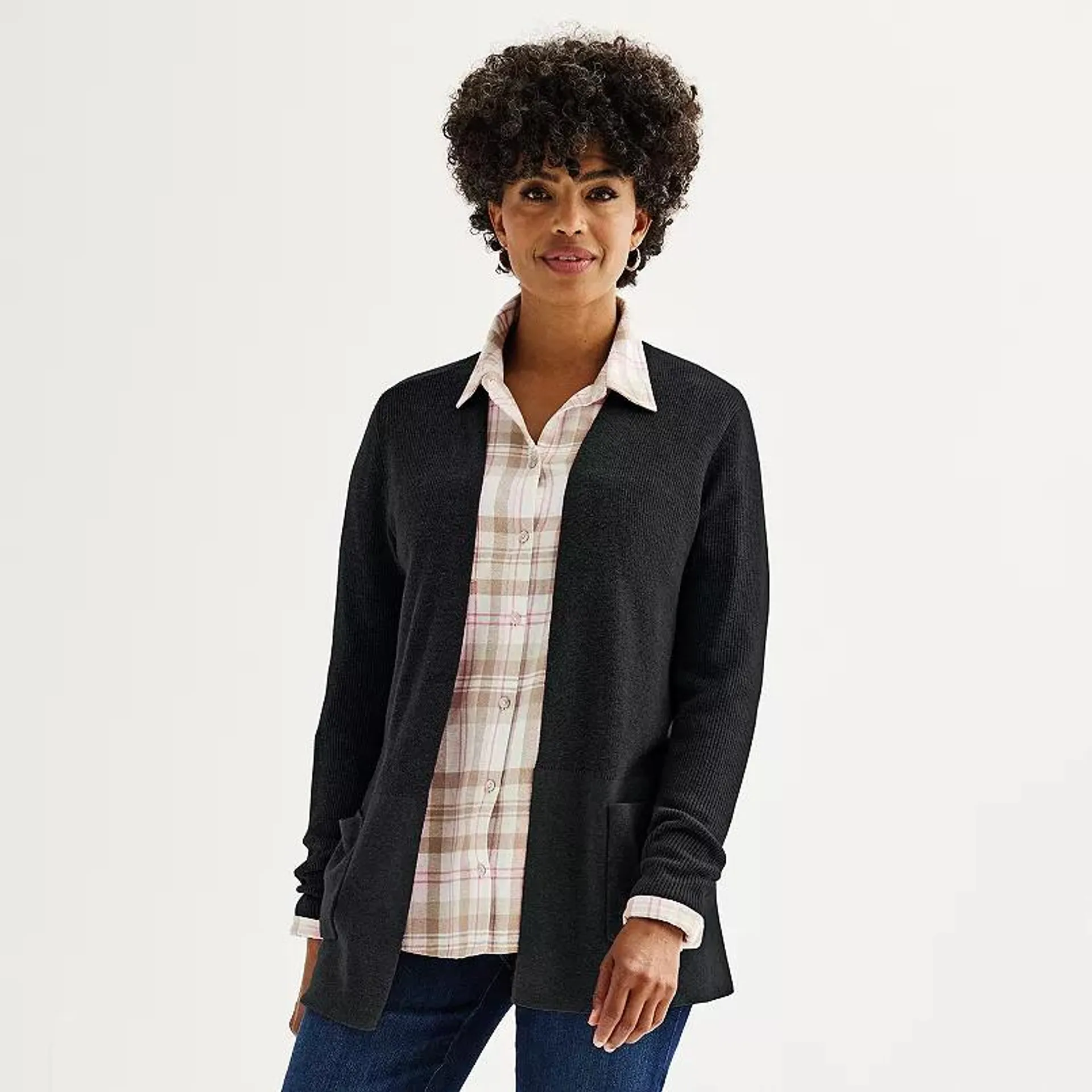 Women's Croft & Barrow® Classic Ribbed Open-Front Cardigan