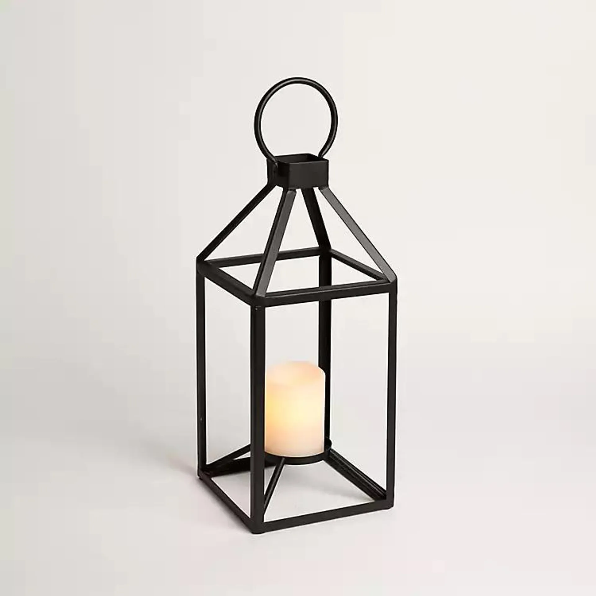 Black Metal Open Lantern, 16 in.