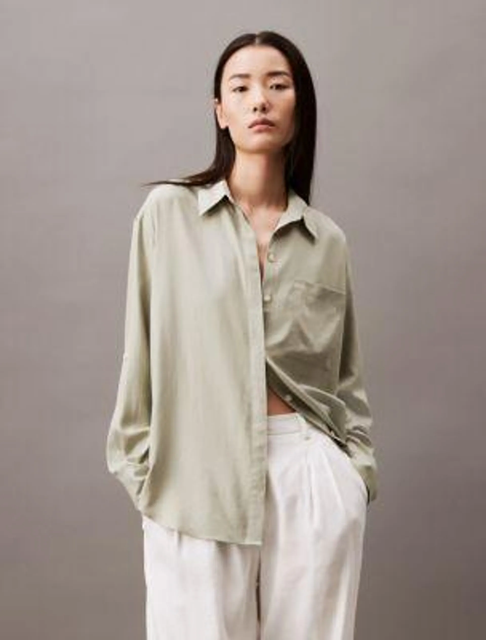 Relaxed Solid Button-Down Shirt