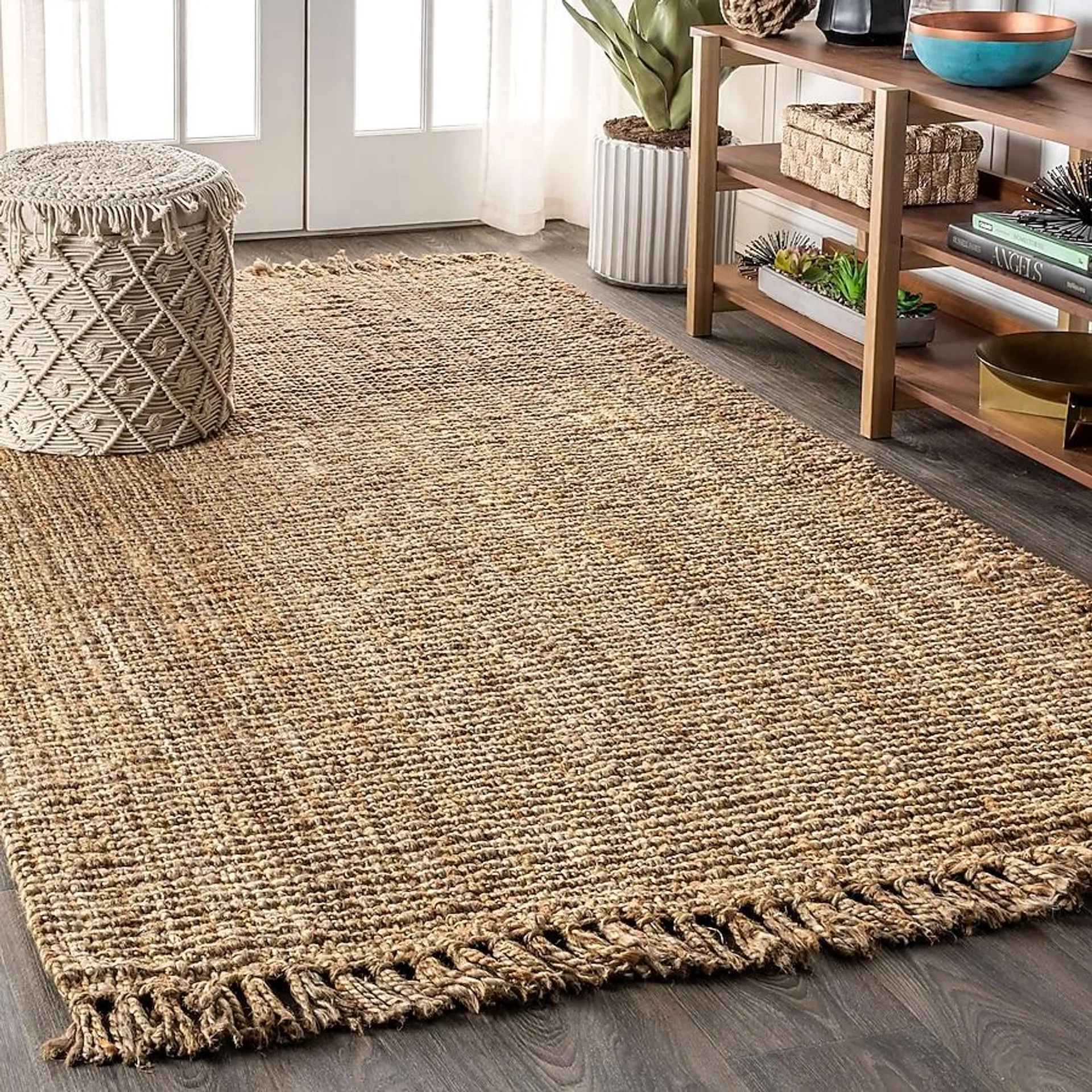 JONATHAN Y NATURAL FIBER Pata Fringe 8 X 10 (ft) Jute Natural Indoor Solid Bohemian/Eclectic Area Rug