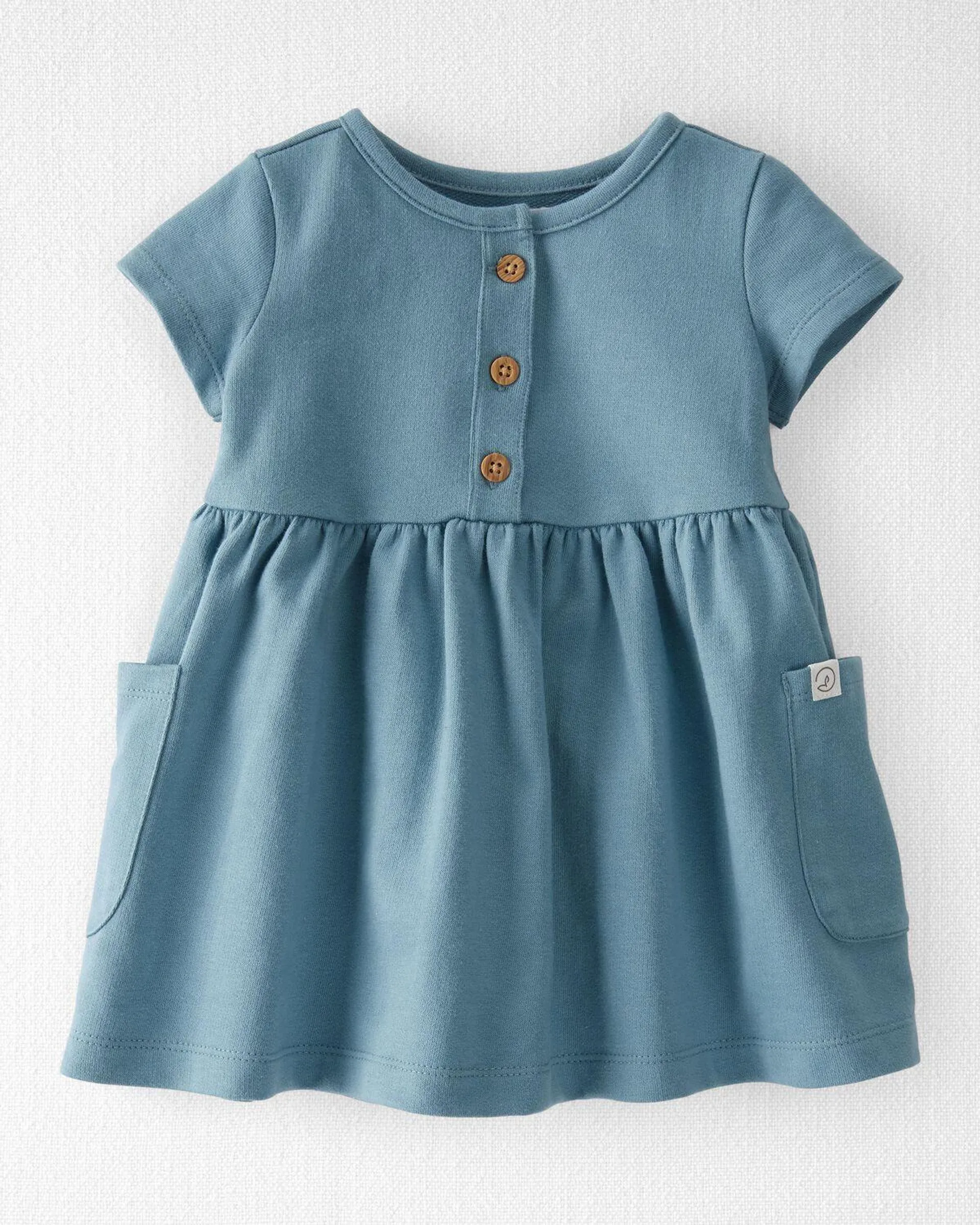 Baby Organic Cotton Pocket Dress in Blue