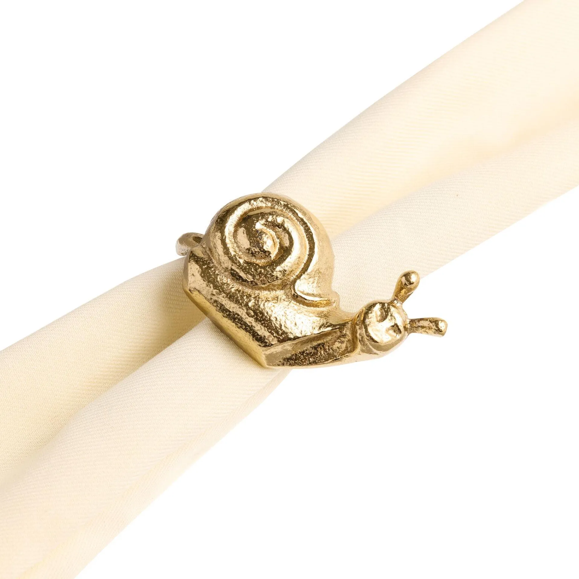 Antique Gold Metal Snail Napkin Rings Set of 2