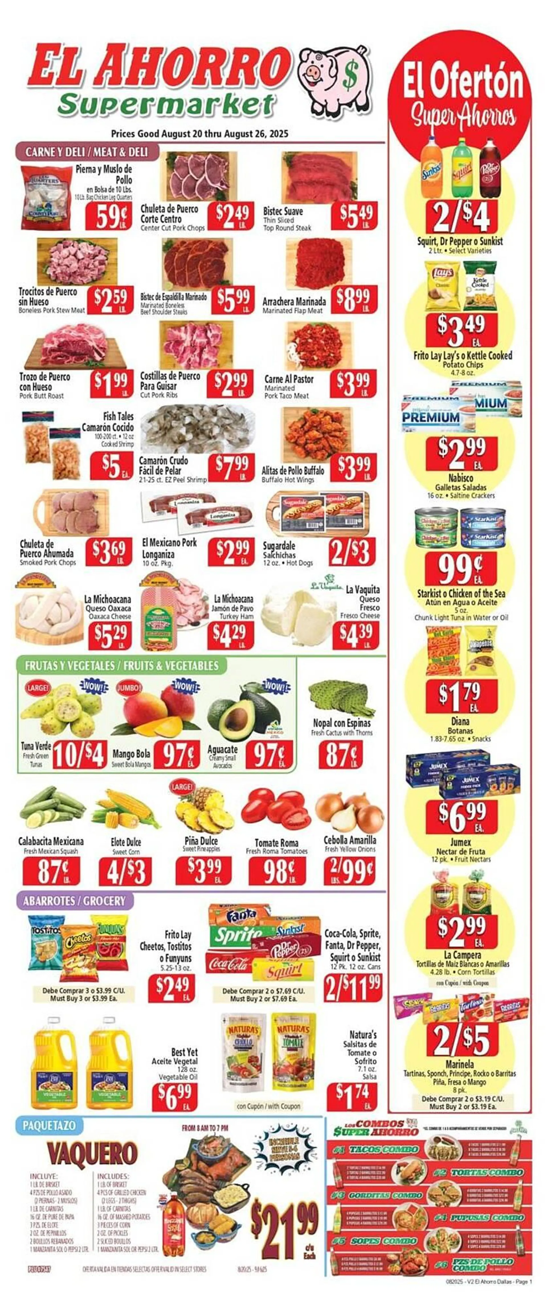 Weekly ad El Ahorro Weekly Ad from August 20 to August 26 2025 - Page 1