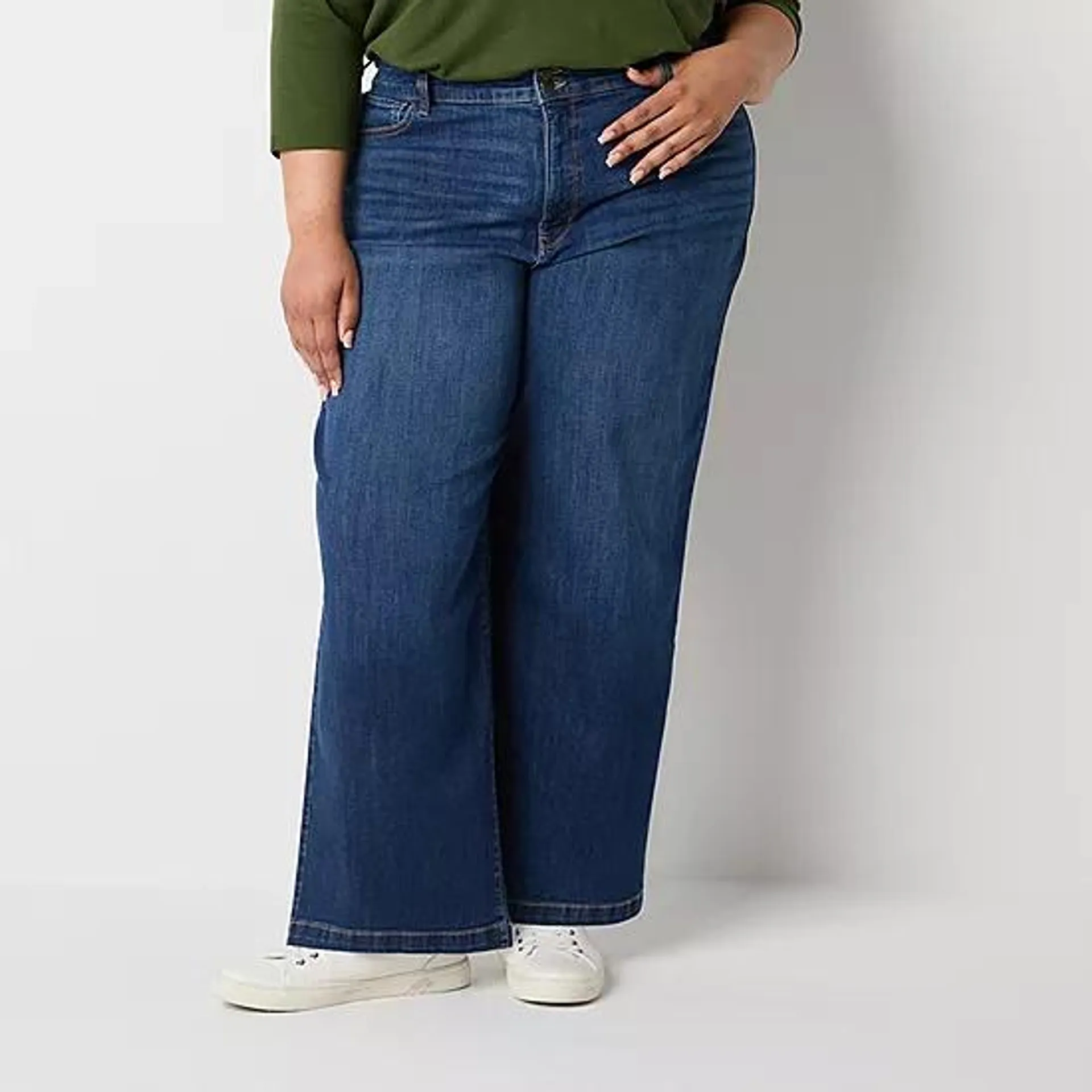 new! St. John's Bay Womens High Rise Wide Leg Jean