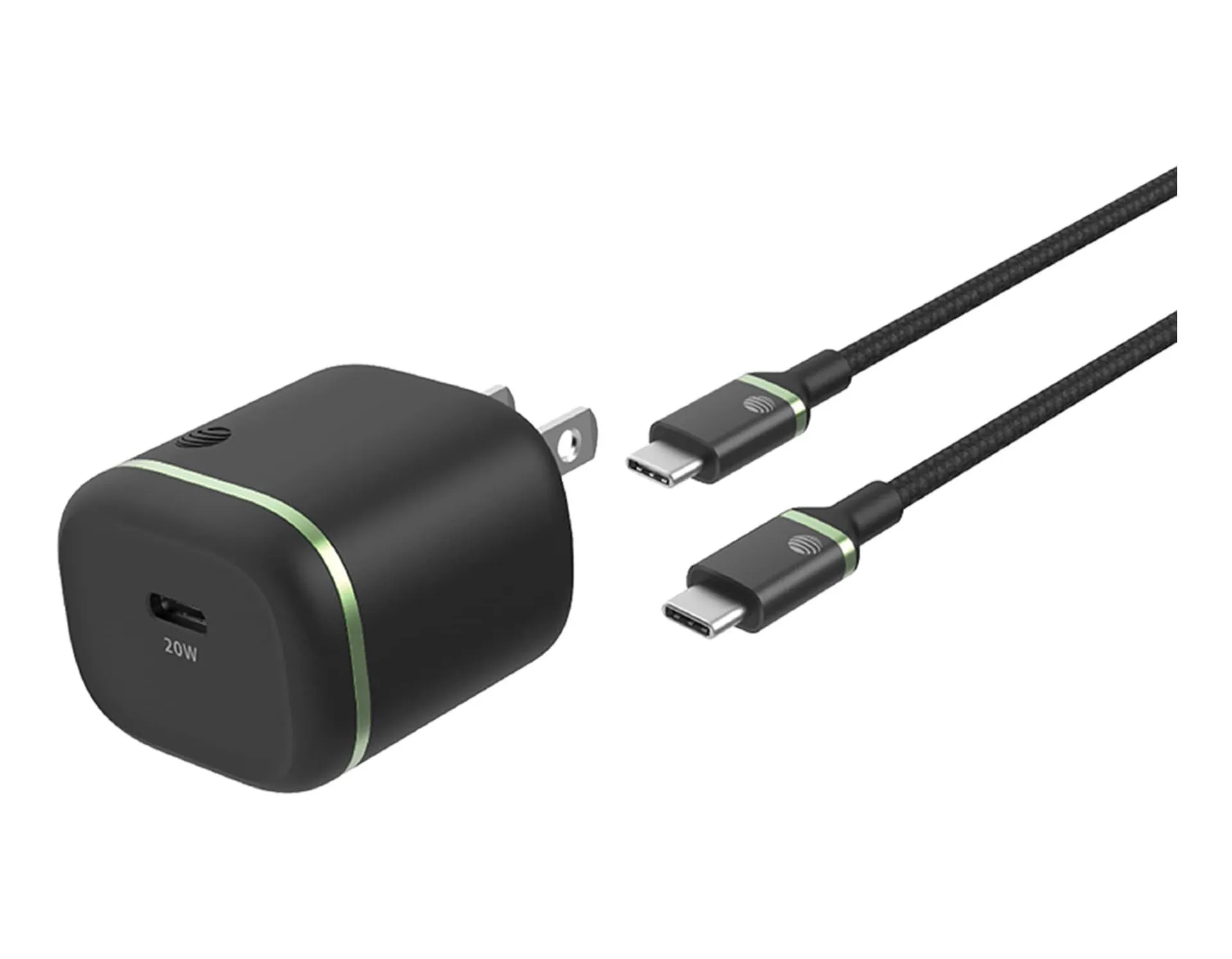 AT&T 2 Pack Type C Cable with 20W USB-C Power Delivery Wall Block