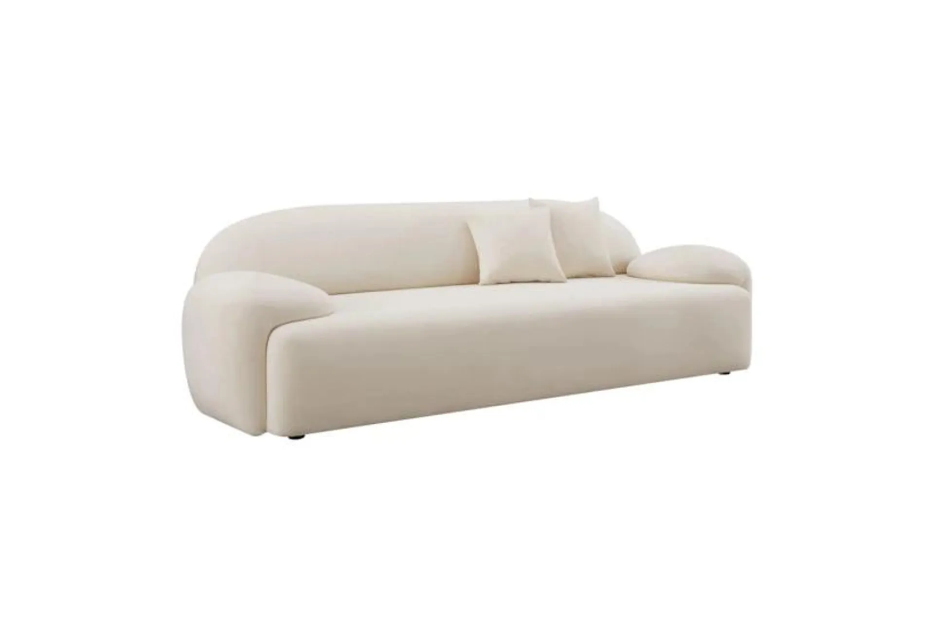 Allegra Cream White 100" Velvet Fabric Curved Sofa