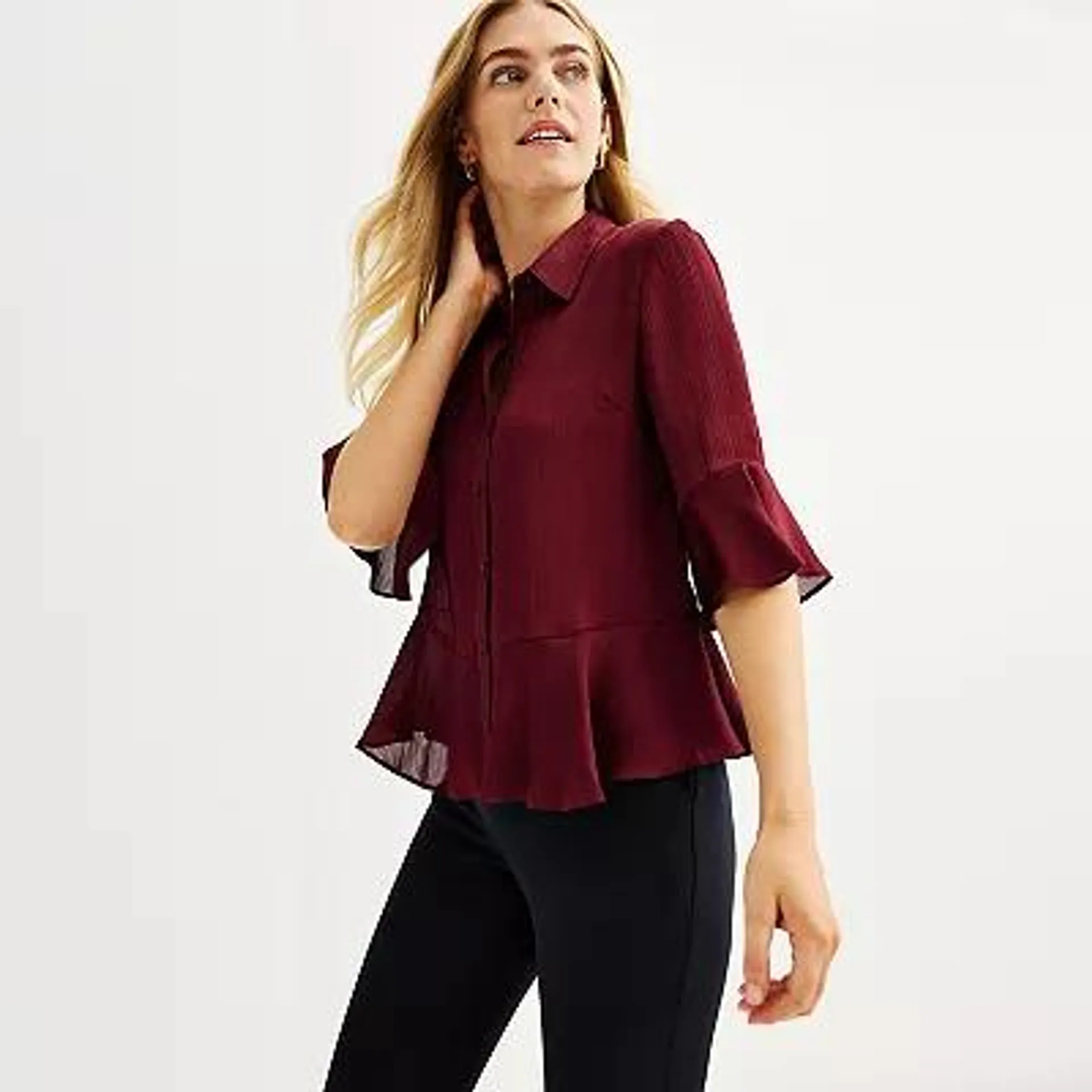 Women's Nine West Ruffle Hem Shirt