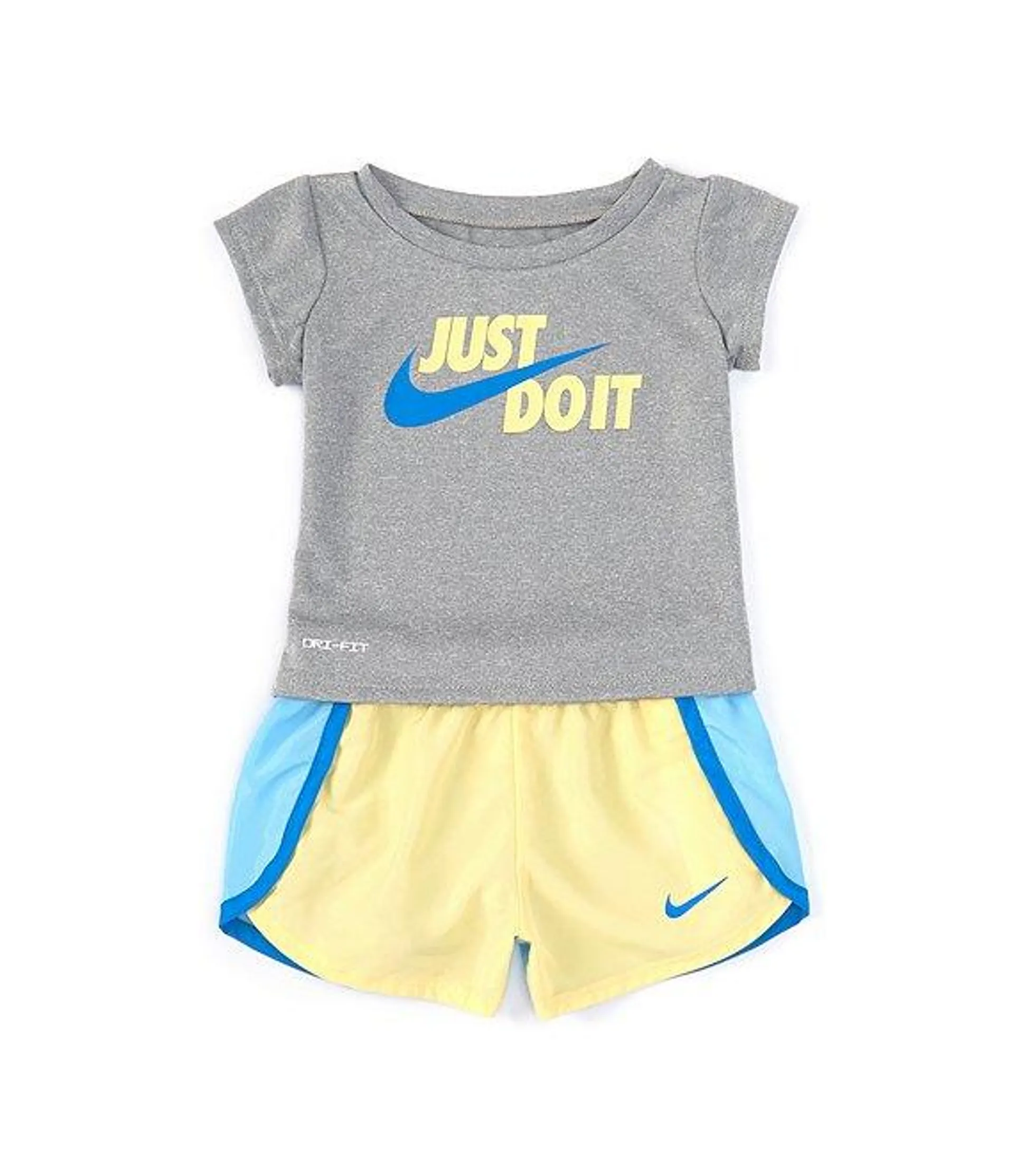 Little Girls 2T-6X Short Sleeve Just Do It T-Shirt & Color Block Shorts Set