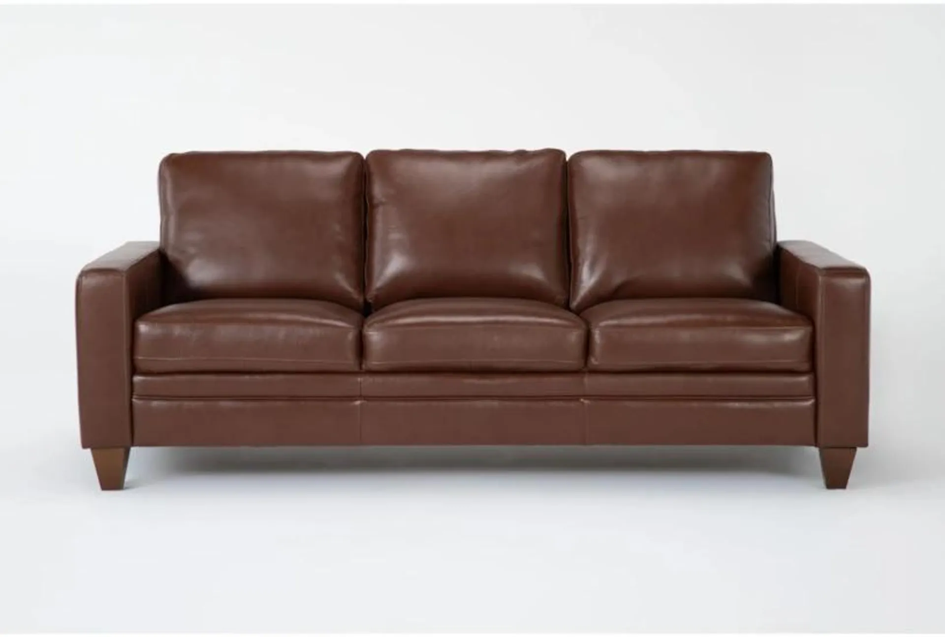 Hudson 83" Brown Leather Sofa