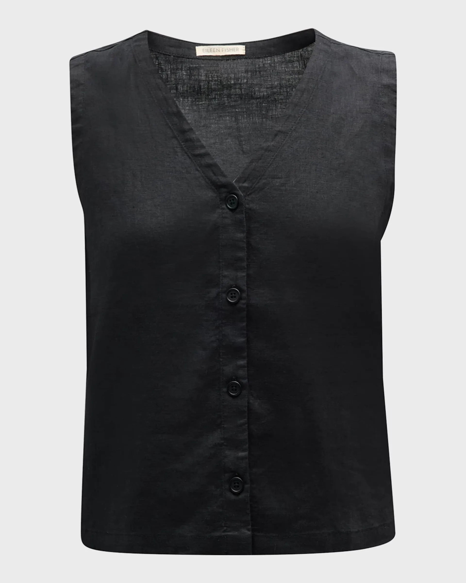 V-Neck Button-Down Organic Linen Vest