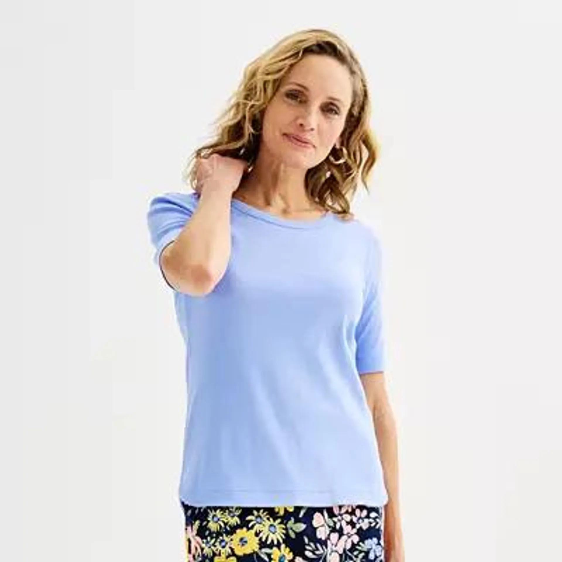 Women's Croft & Barrow® Scoopneck Elbow Sleeve Top