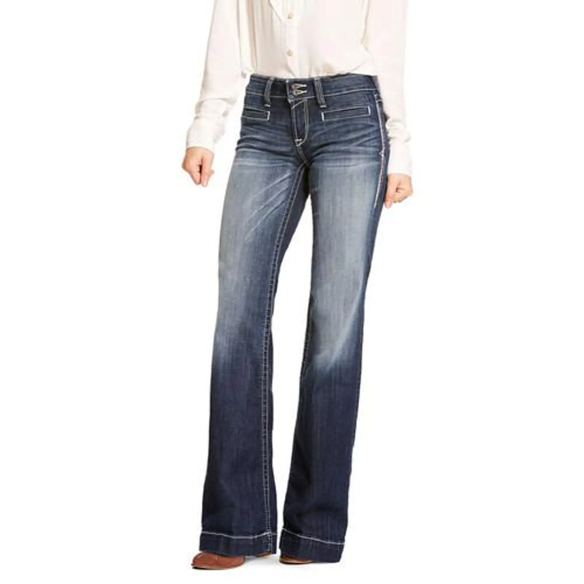 Ariat Womens Mid Rise Stretch Entwined Wide Leg Jean