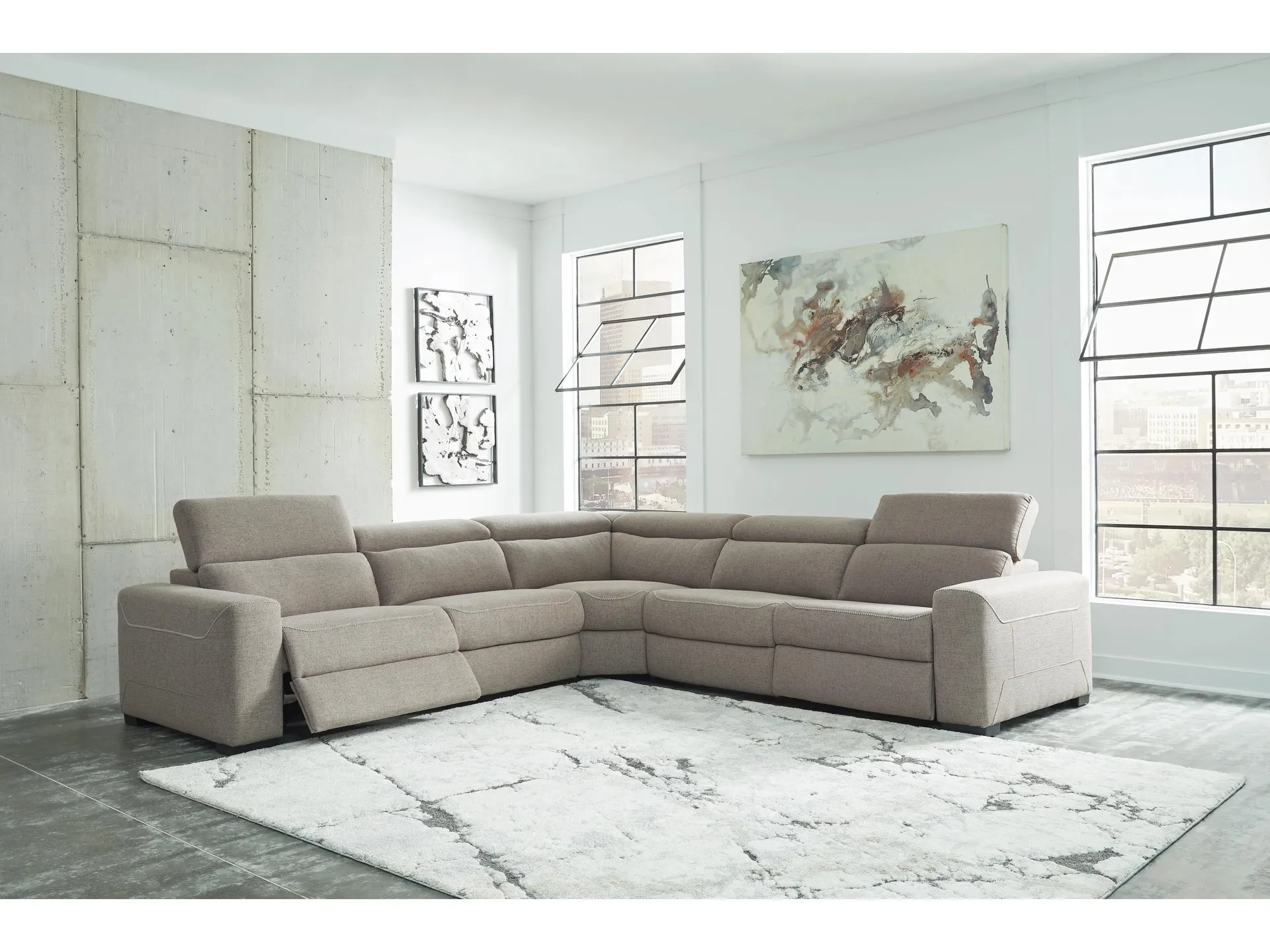 Mabton 5-Piece Dual Power Reclining Modular Sectional