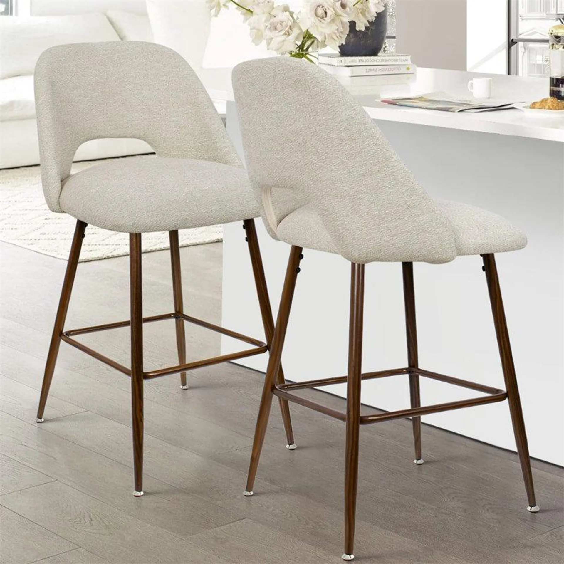 Berneta Upholstered 26'' Counter Stool with Metal Frame