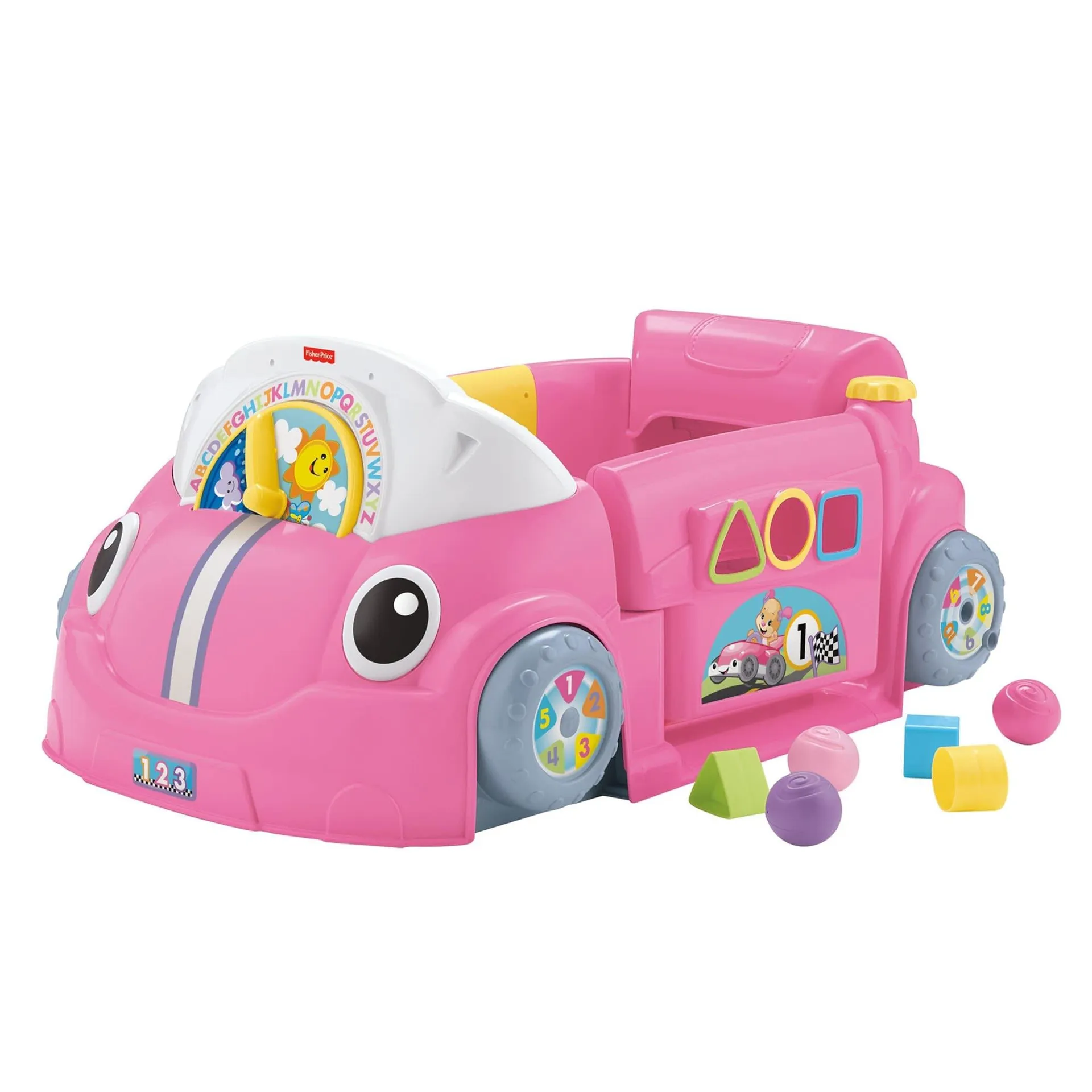 Fisher-Price Laugh & Learn Crawl Around Car, Electronic Learning Toy Activity Center For Baby, Pink