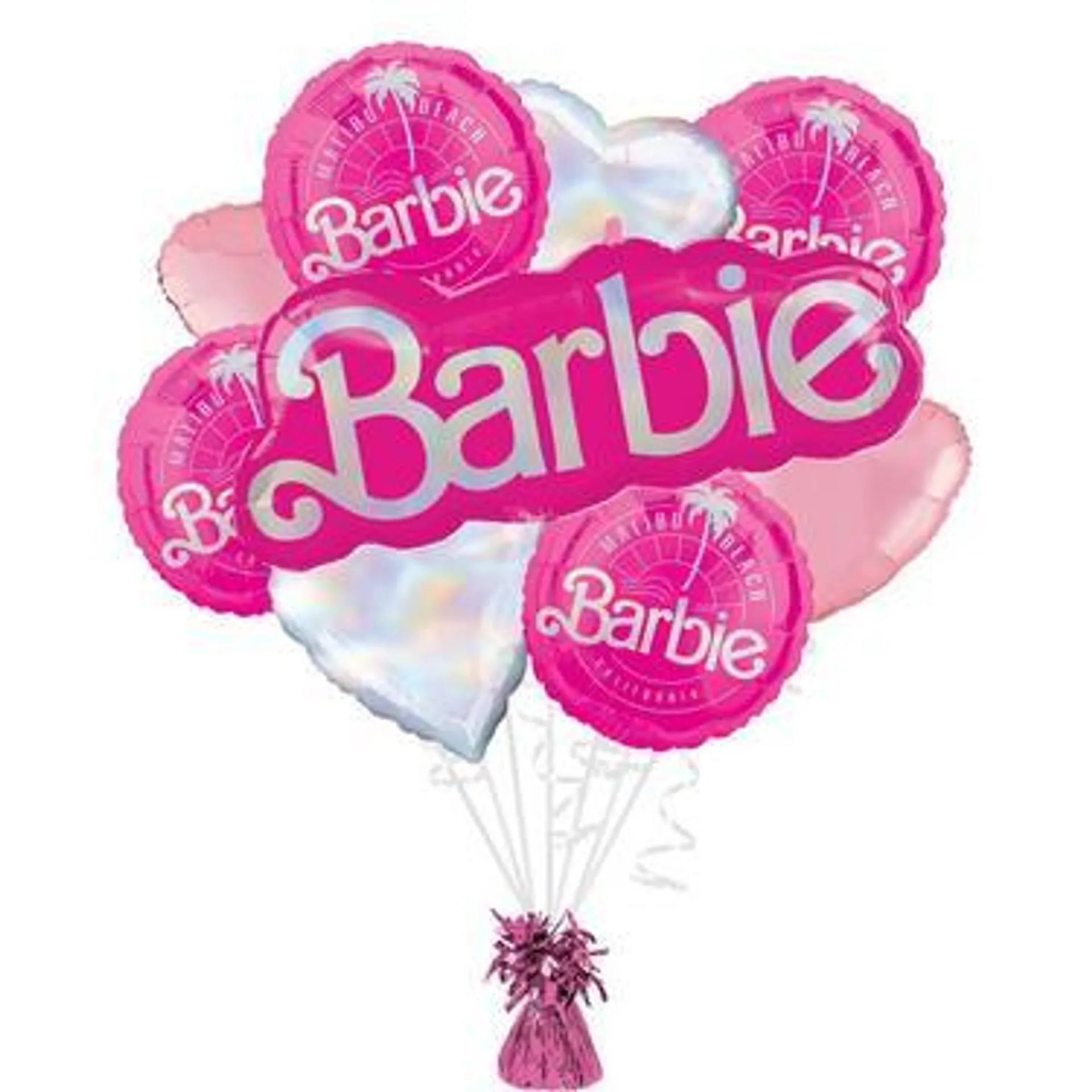 Barbie Foil Balloon Bouquet with Balloon Weight, 10pc