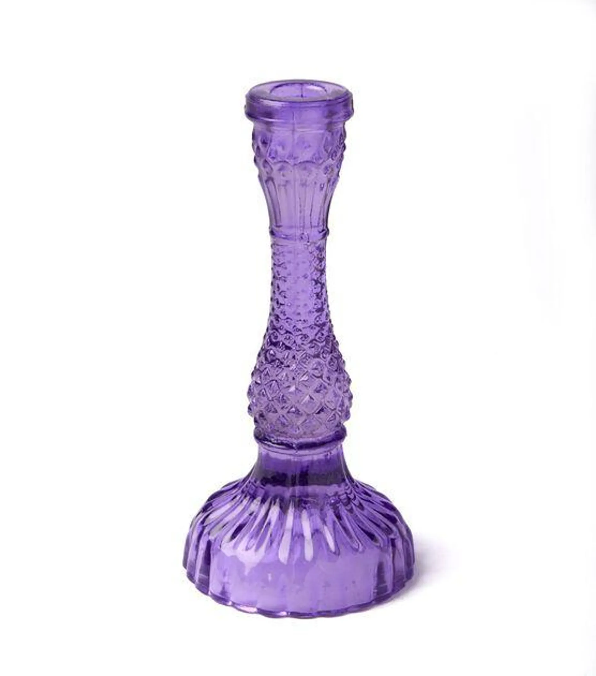 8" Halloween Purple Glass Taper Candle Holder by Place & Time