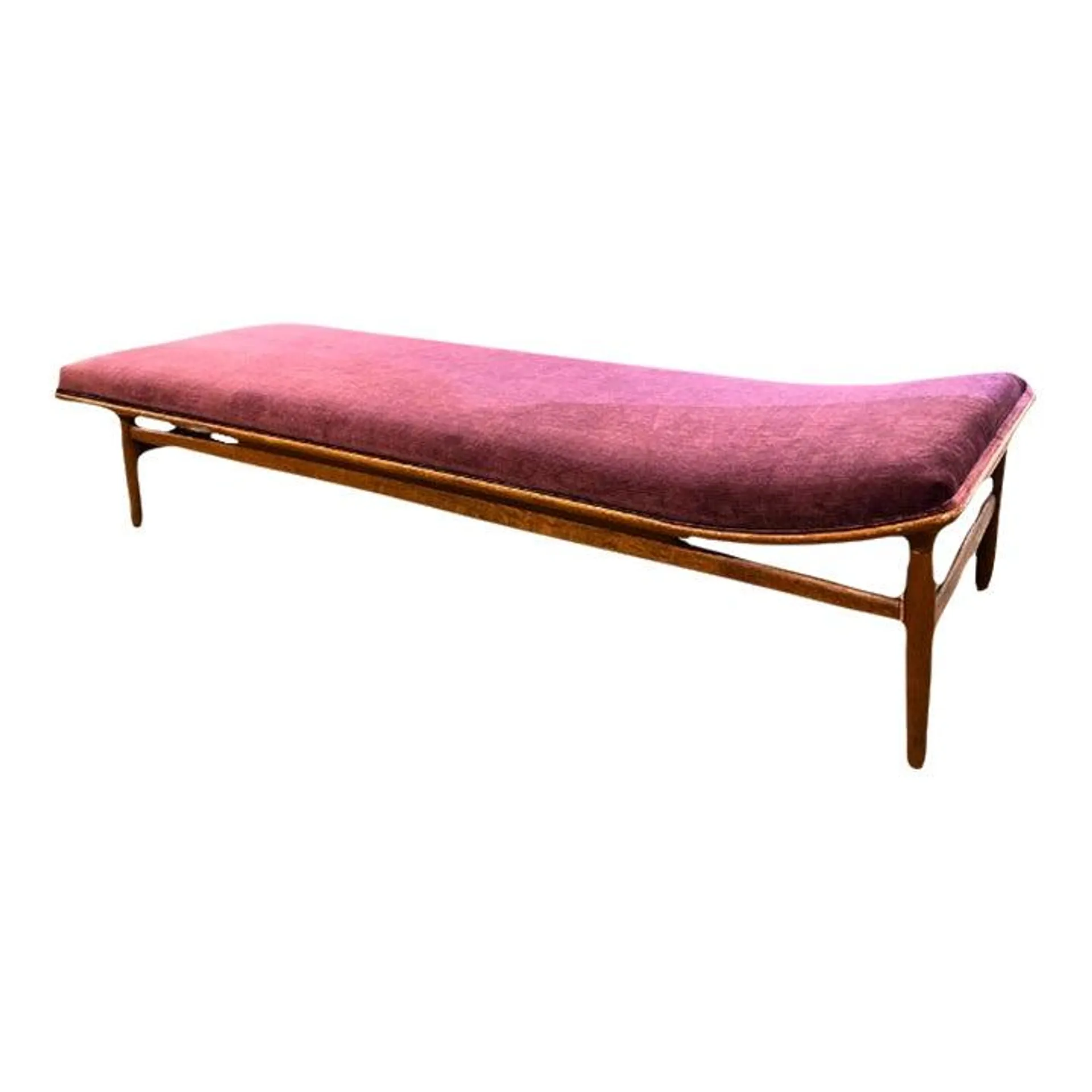 1960s George Tanier Teak Chaise Velvet Upholstered Danish Mid-Century Modern