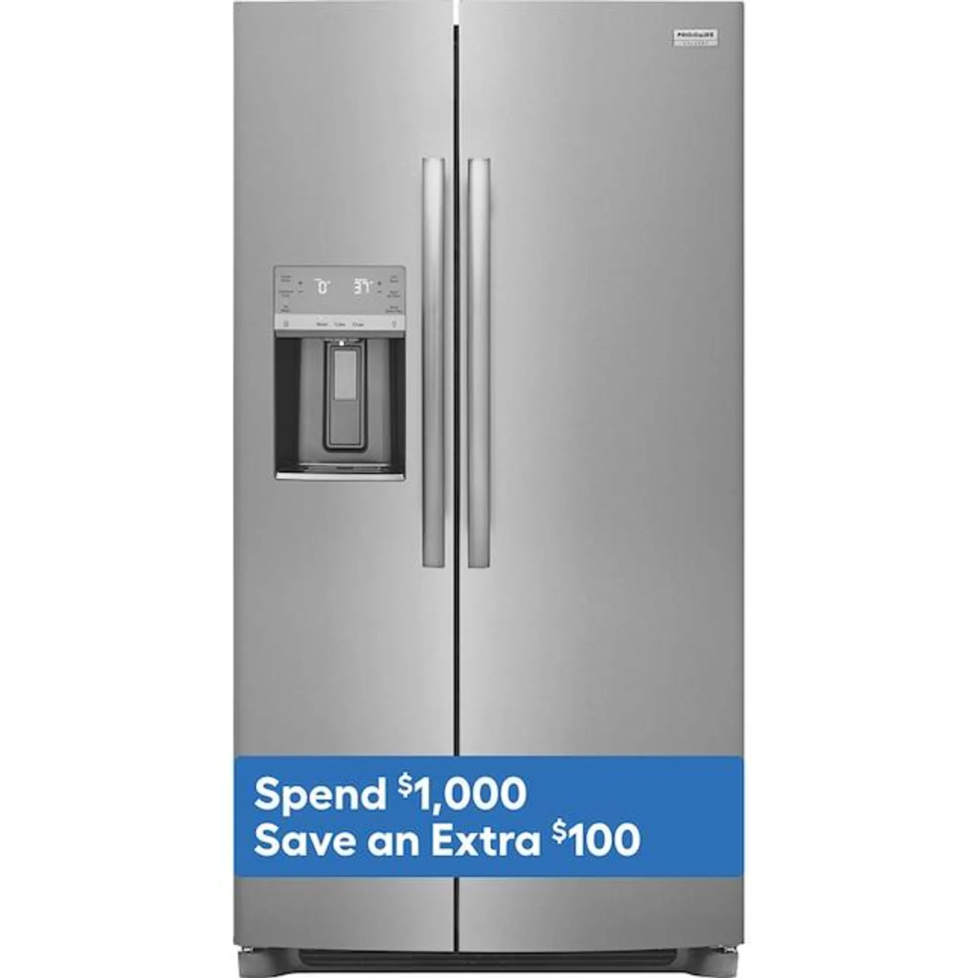 Frigidaire Gallery 25.6-cu ft Side-by-Side Refrigerator with Ice Maker, Water and Ice Dispenser (Fingerprint Resistant Stainless Steel) ENERGY STAR