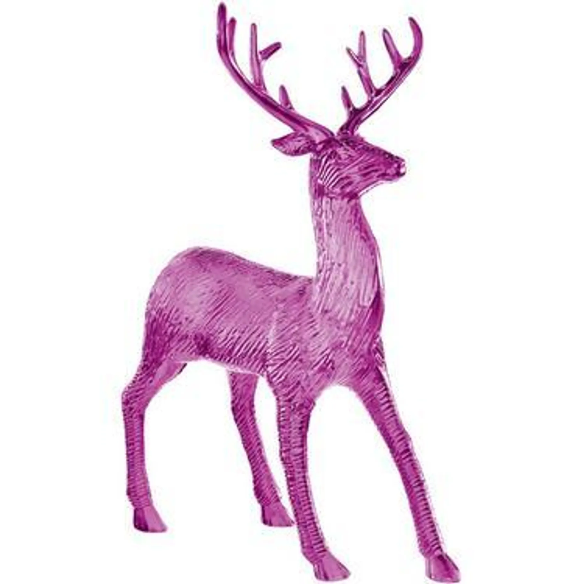 Electroplated Pink Reindeer Plastic Decoration, 12in