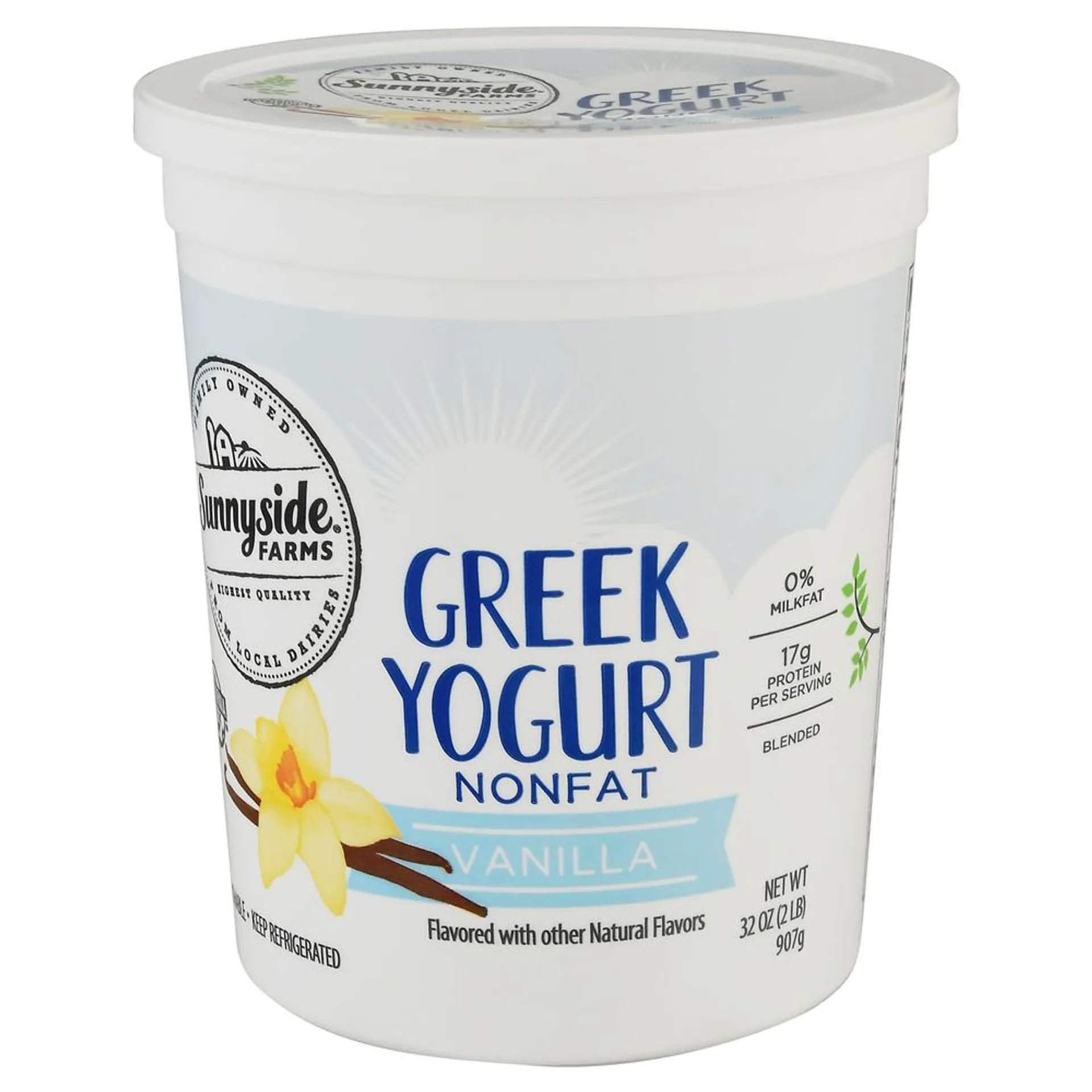 Sunnyside Farms Yogurt, Greek, Nonfat, Vanilla