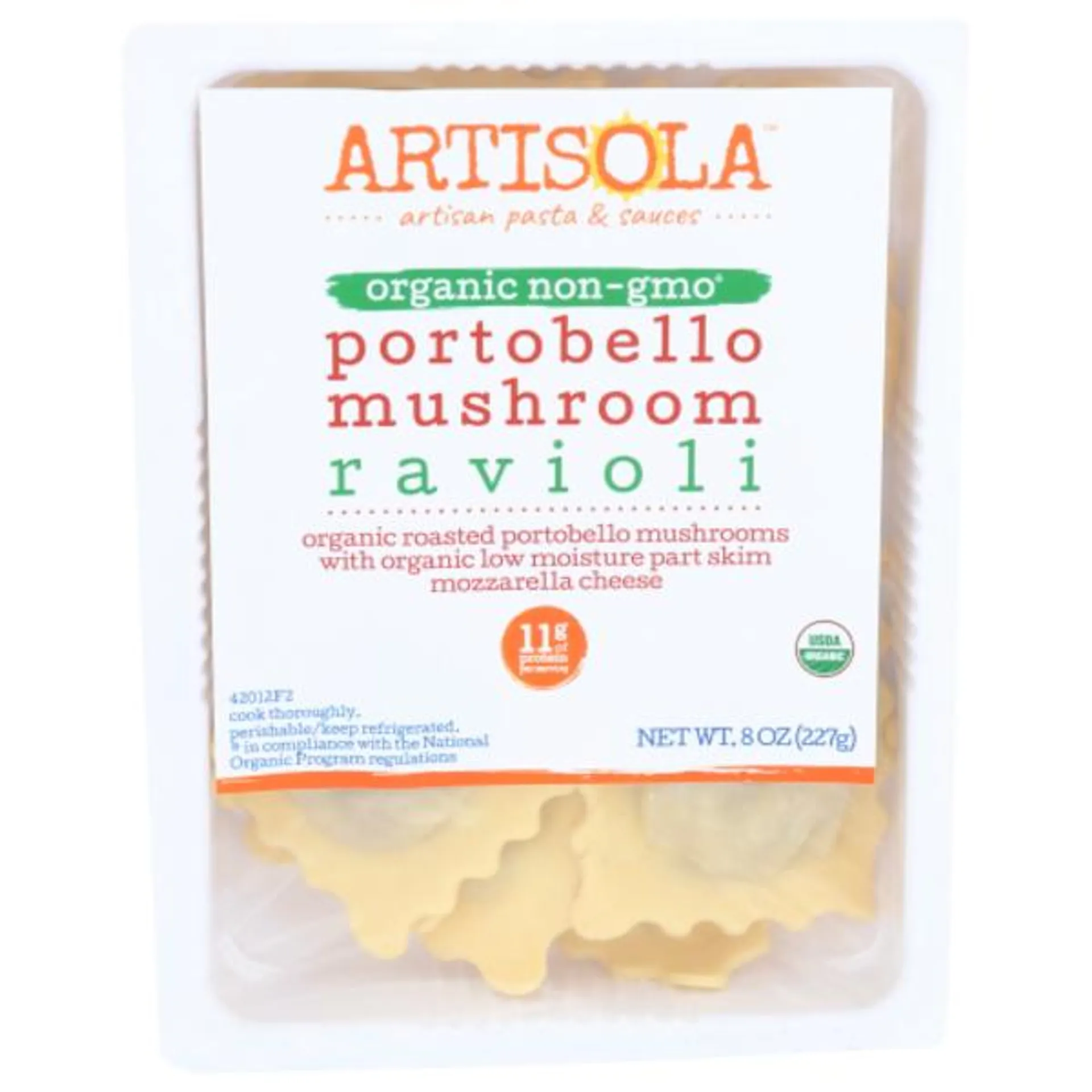 Artisola Artisan Pastas And Sauces Organic Portobello Mushroom Ravioli