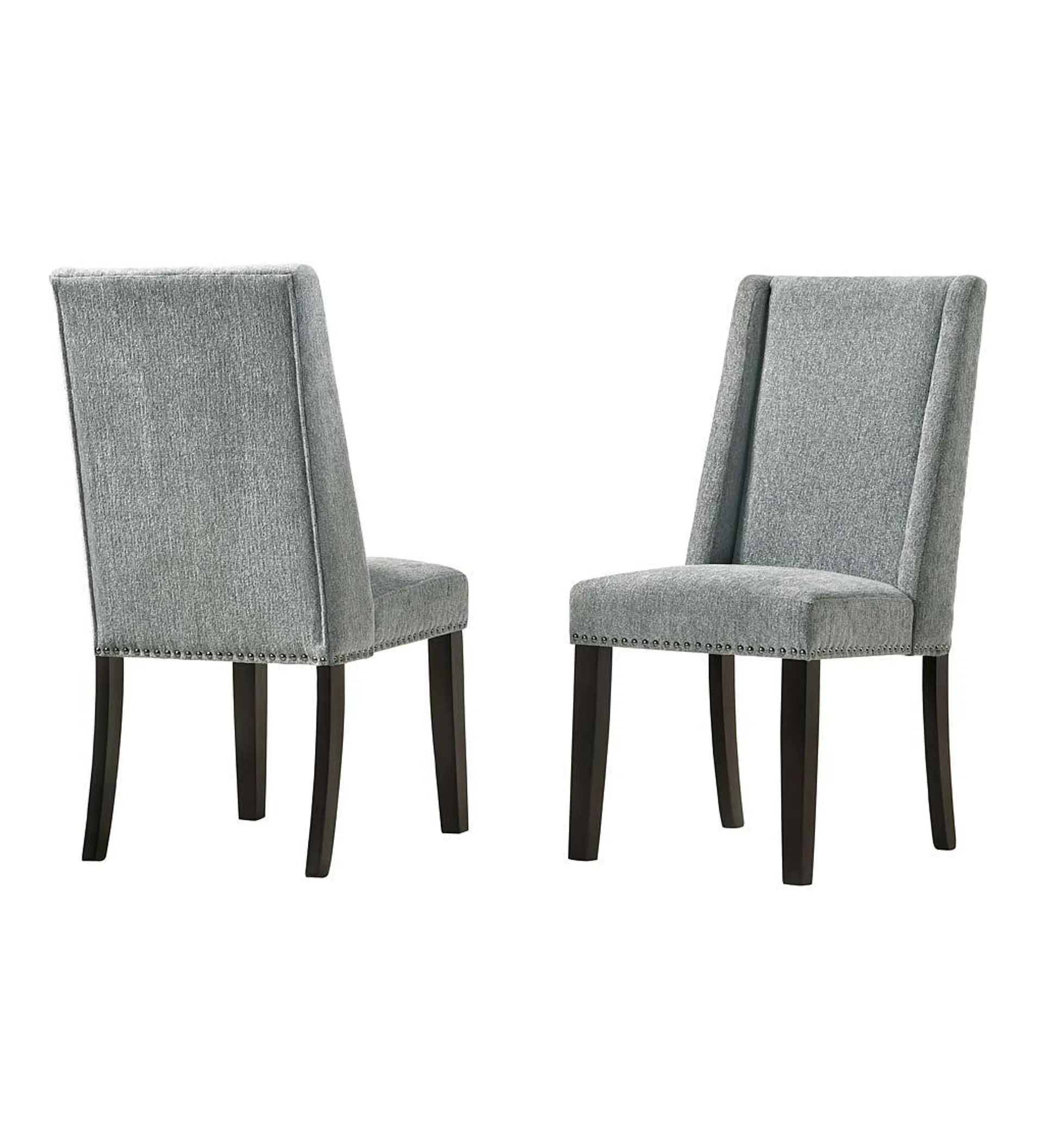 Lana Upholstered Dining Chairs, Set of 2 - Charcoal Gray/Espresso