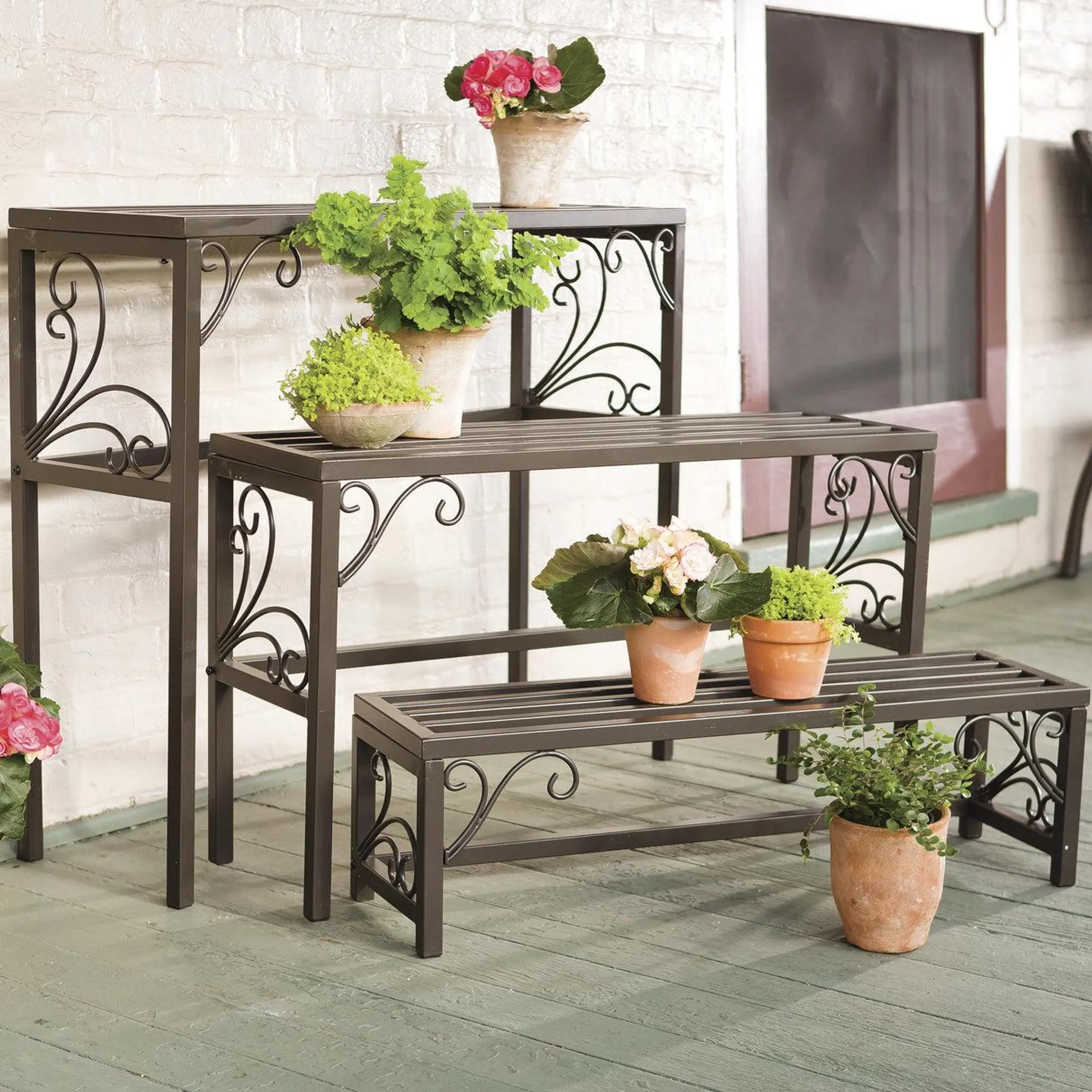 Nesting Metal Plant Stands, Set of Three