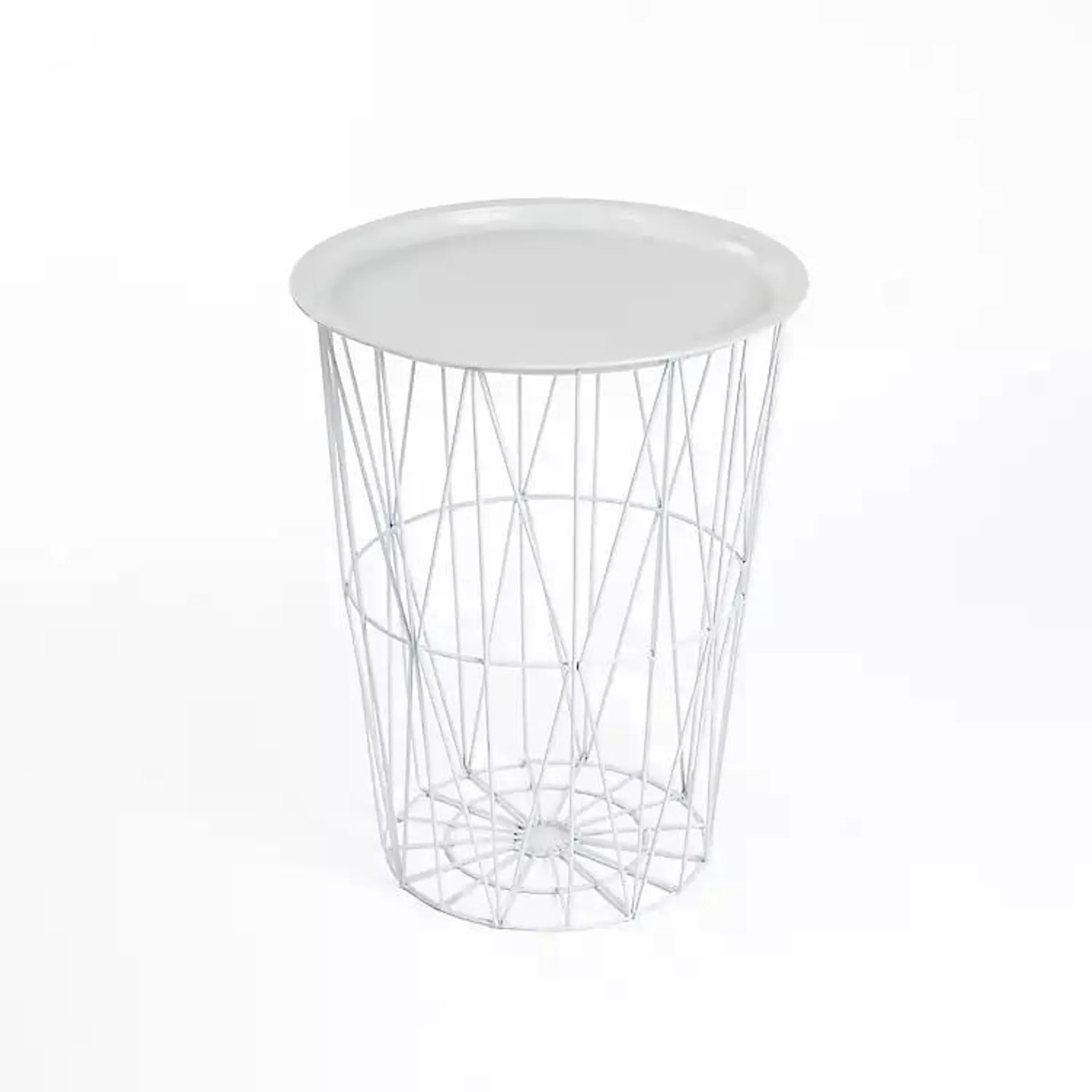 White Wire Basket Side Table