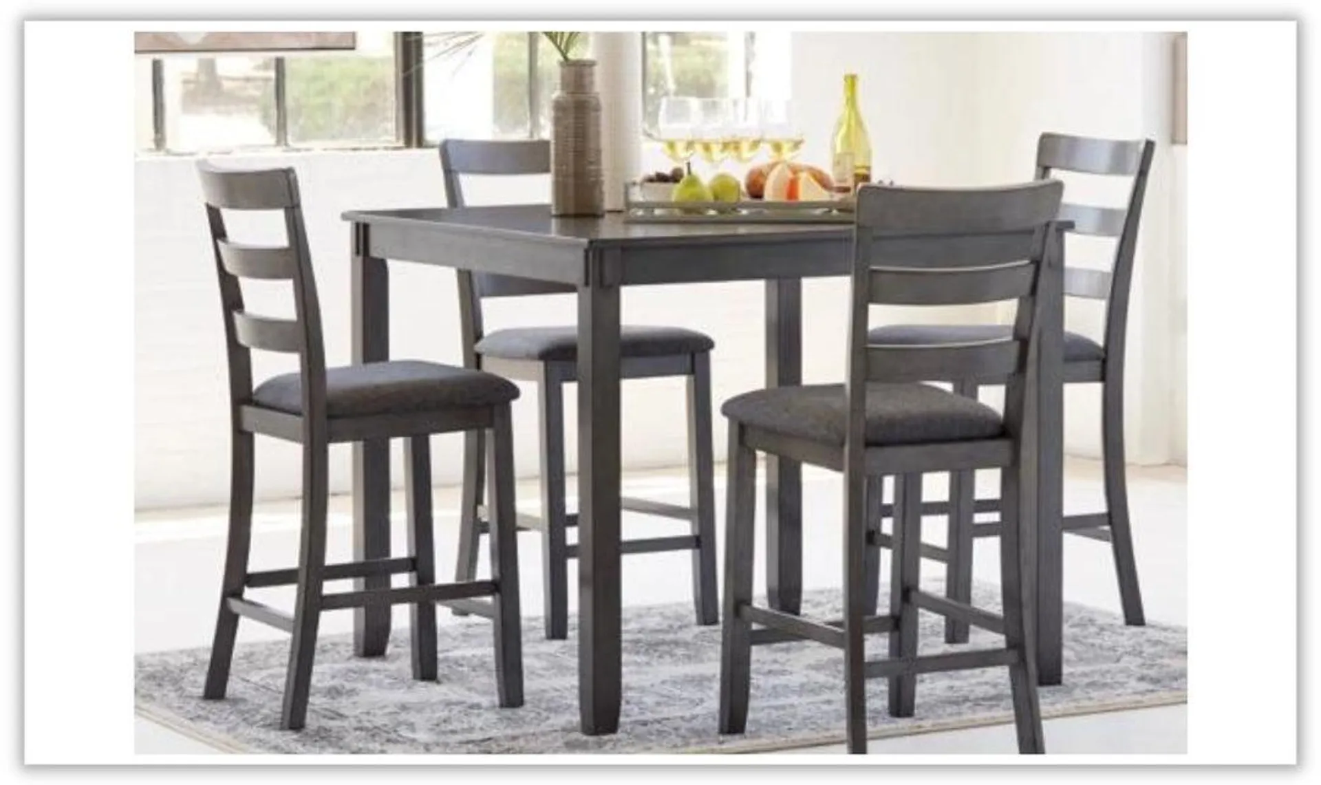 Modern Heritage Bridson 5 Pieces Wooden Counter Height Dining Set in Gray