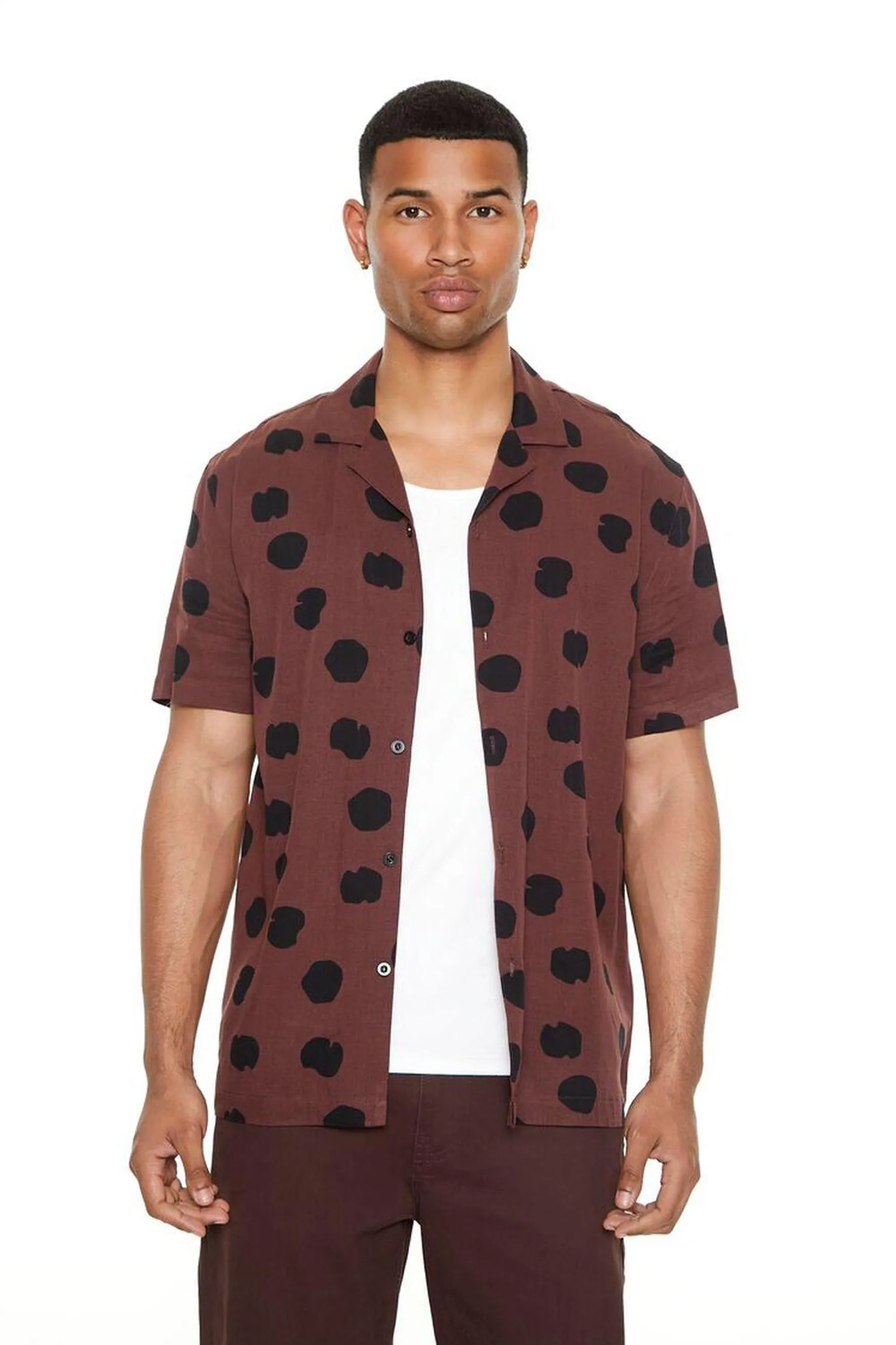 Polka Dot Cuban Collar Shirt