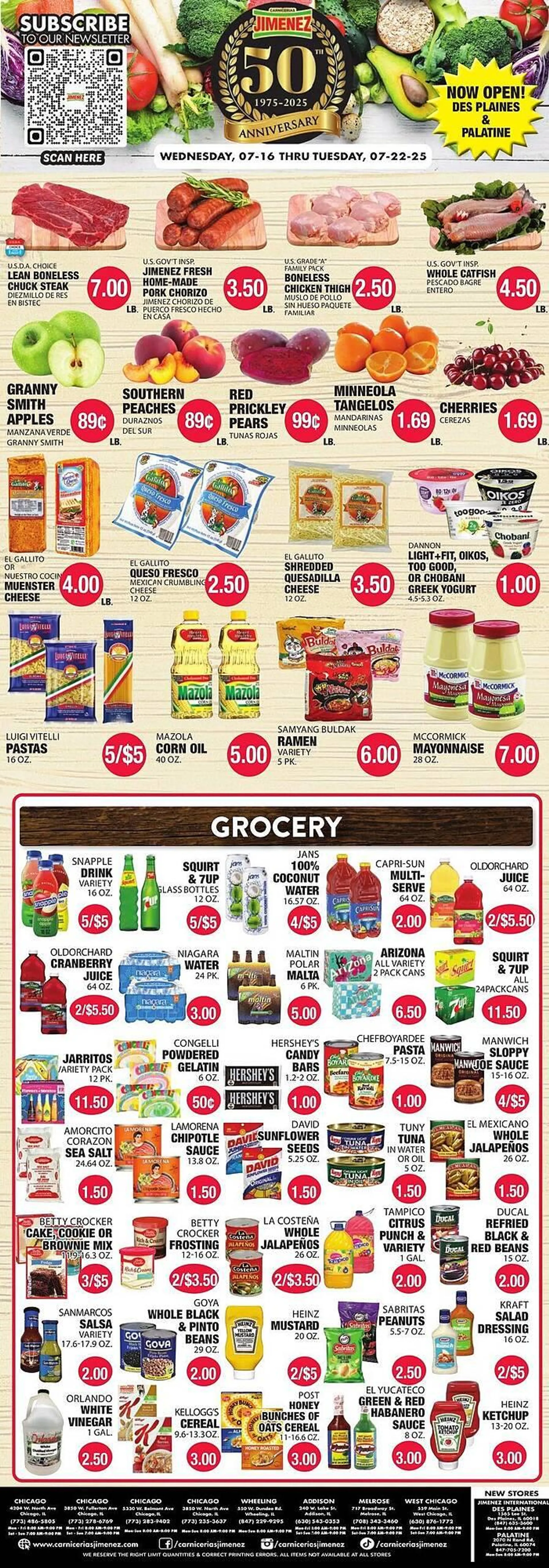 Weekly ad Carnicerias Jimenez Weekly Ad from July 16 to July 22 2025 - Page 1
