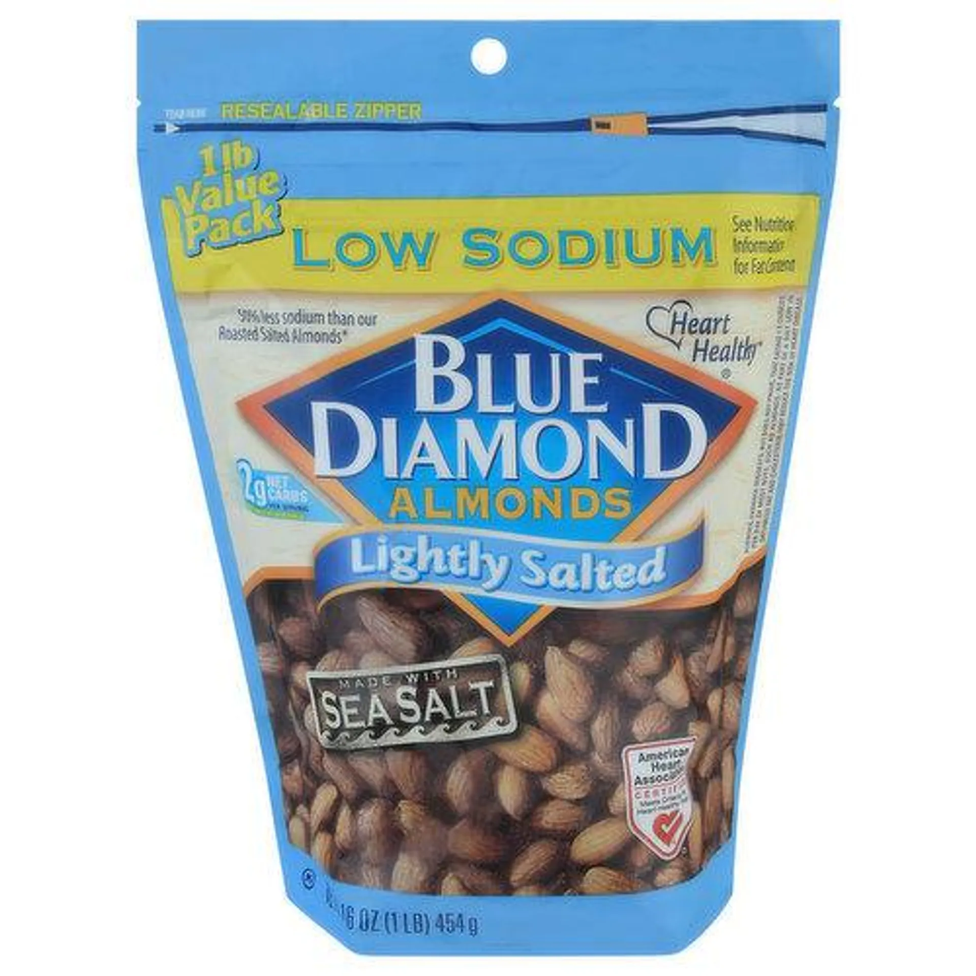 Blue Diamond Almonds, Lightly Salted, Low Sodium, Value Pack - 16 Ounce