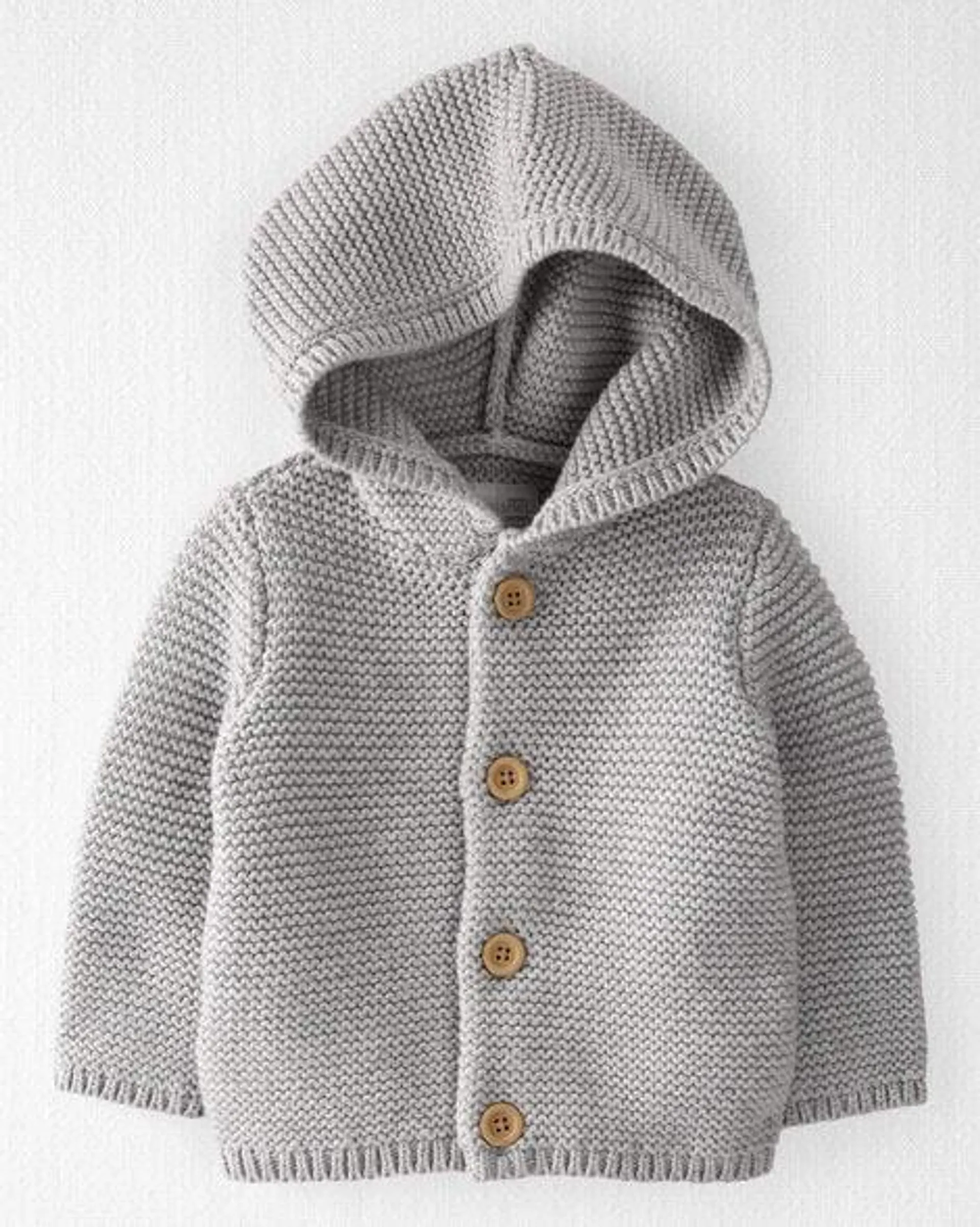 Baby Organic Signature Stitch Cardigan in Gray