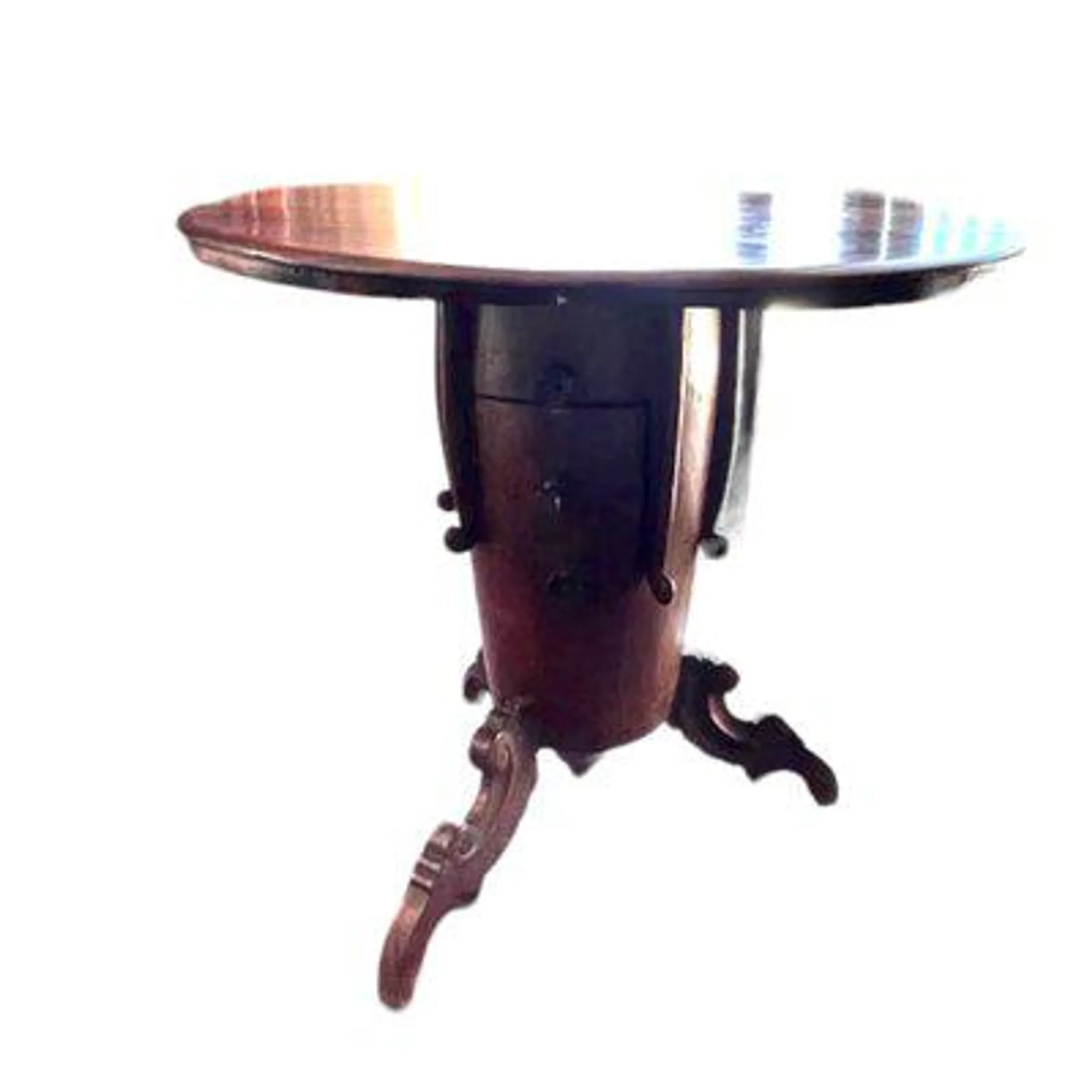 Antique Round Auxiliar Table with atorage