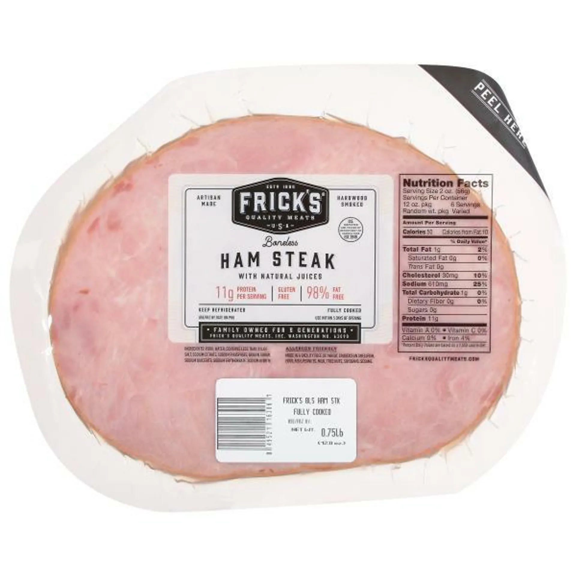 Frick's Ham Steak, with Natural Juices, Boneless