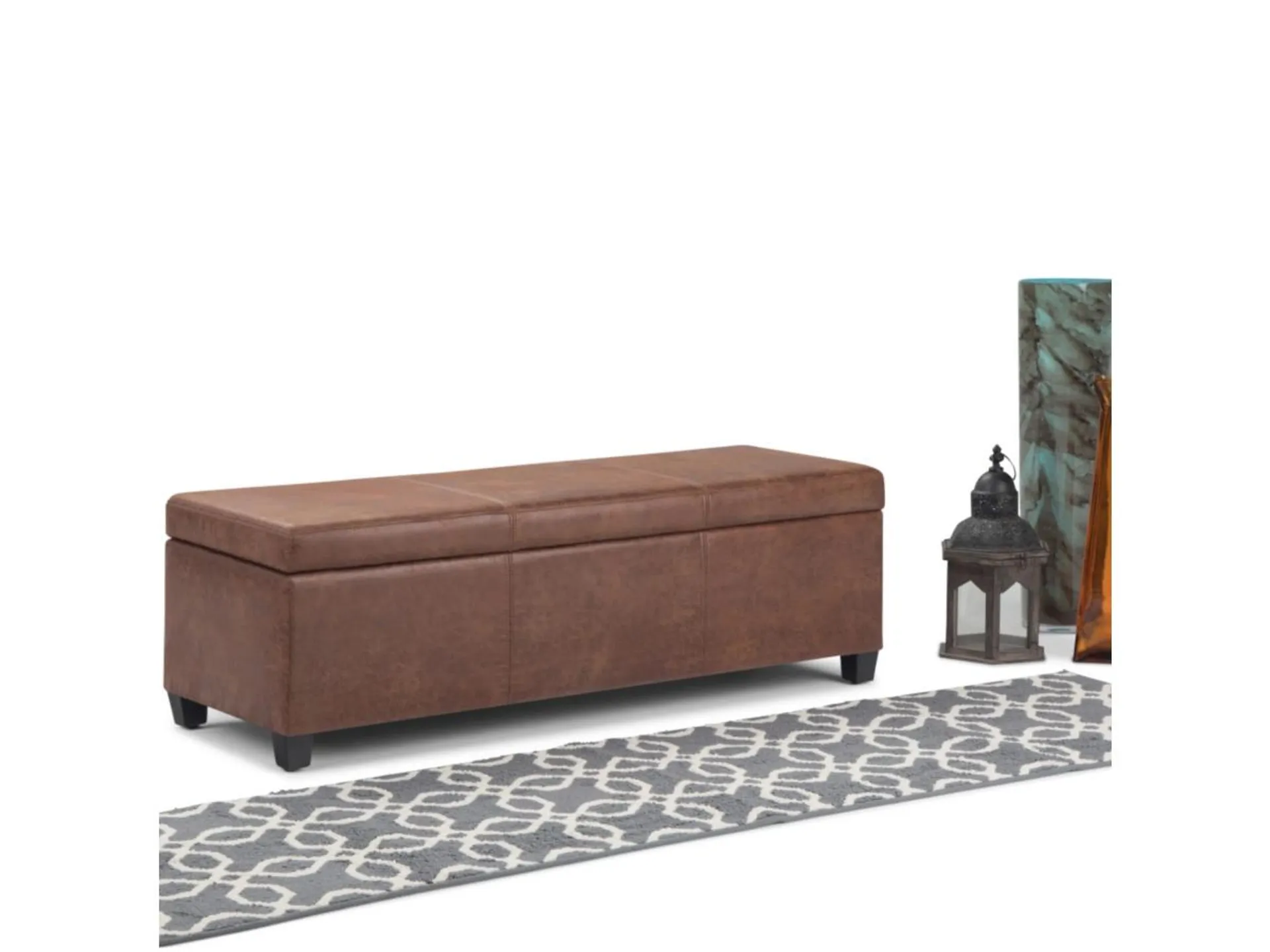 Simpli Home Avalon Rectangular Storage Ottoman