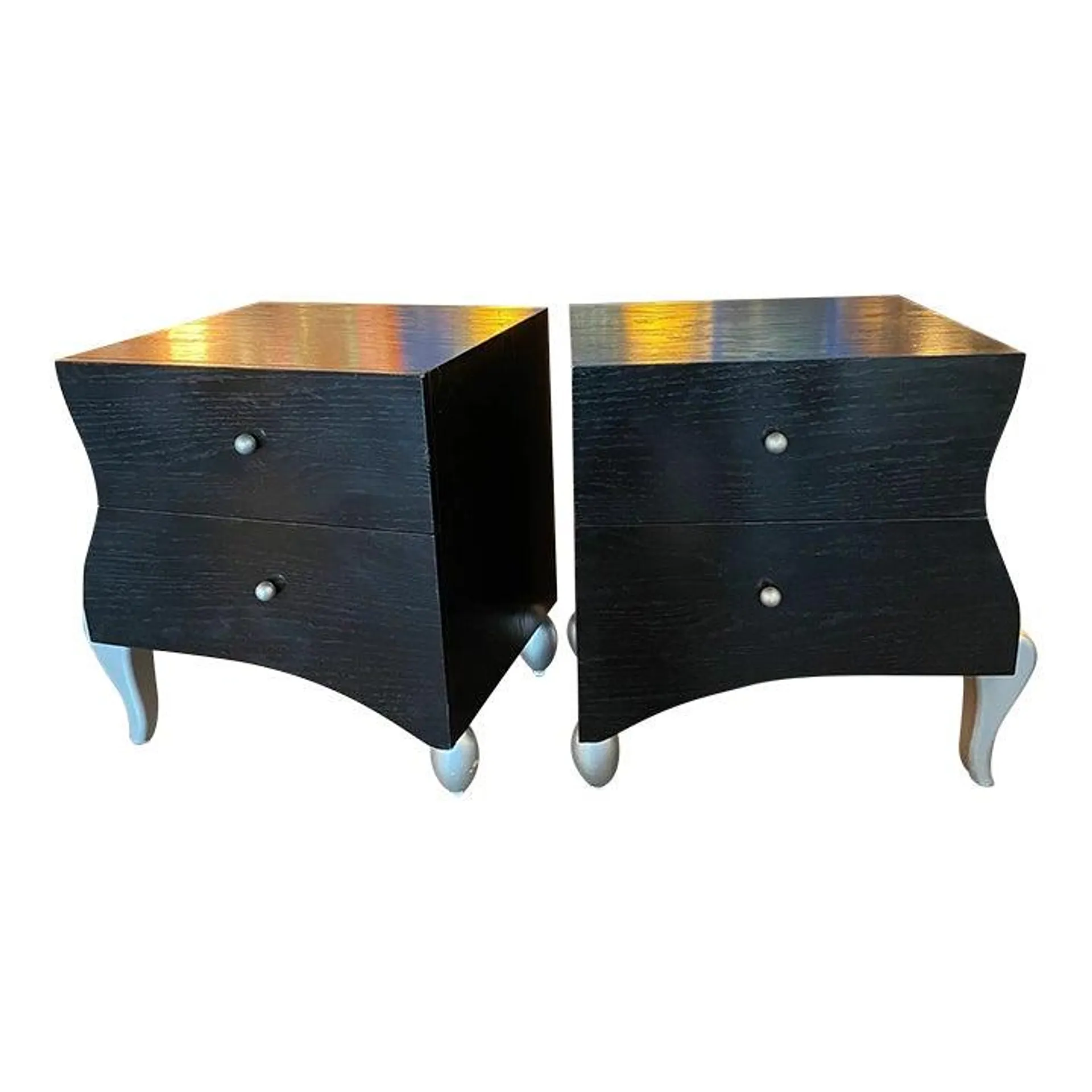 1980s Postmodern Wooden Nightstands - a Pair