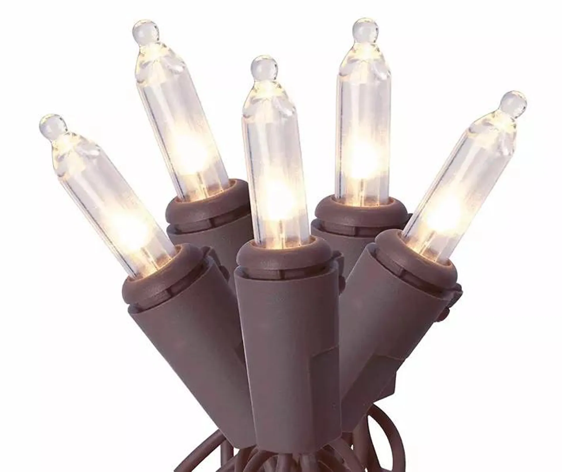 Warm White LED Solar Mini Light Set On Brown Wire, 100-Lights