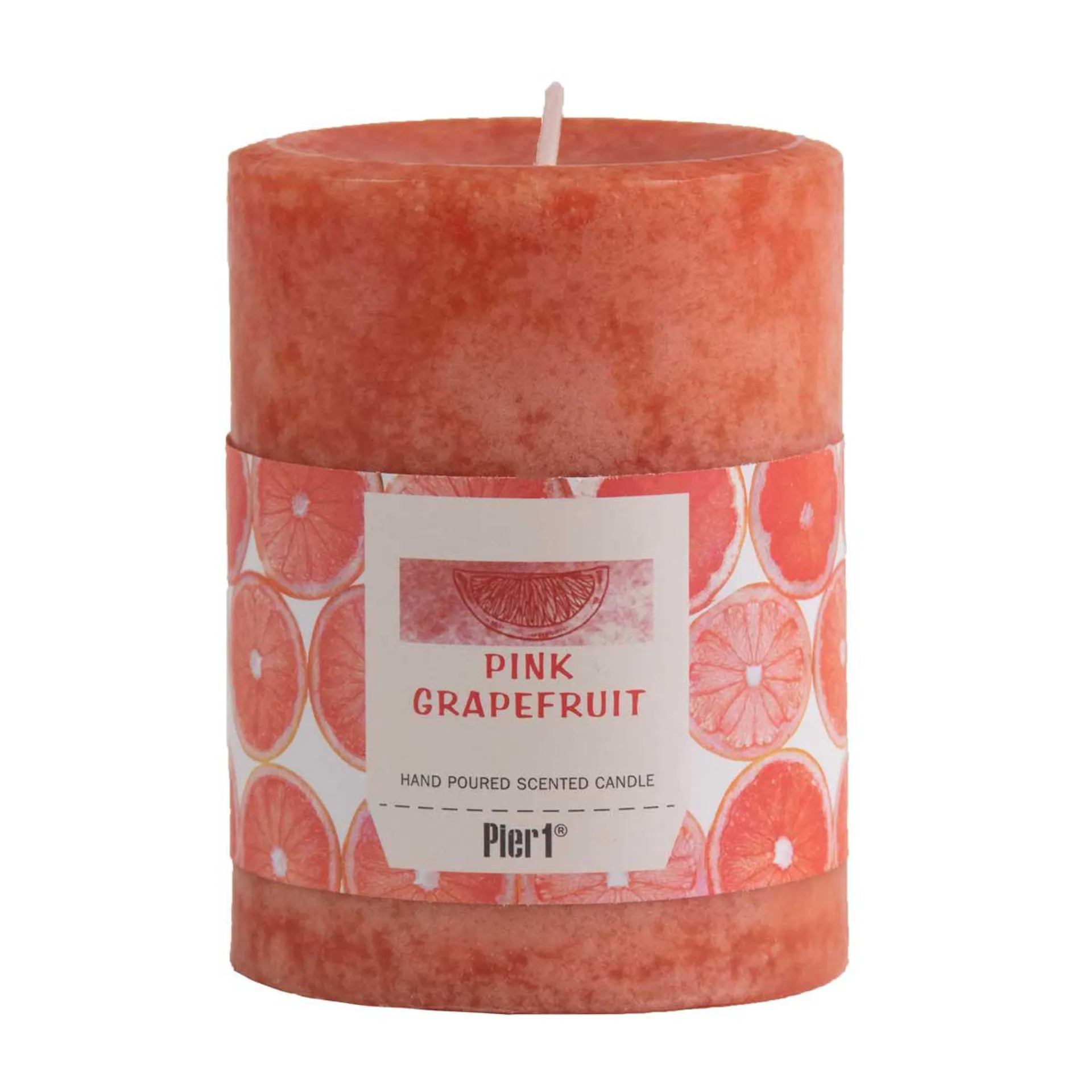Pier 1 Pink Grapefruit 3x4 Mottled Pillar Candle