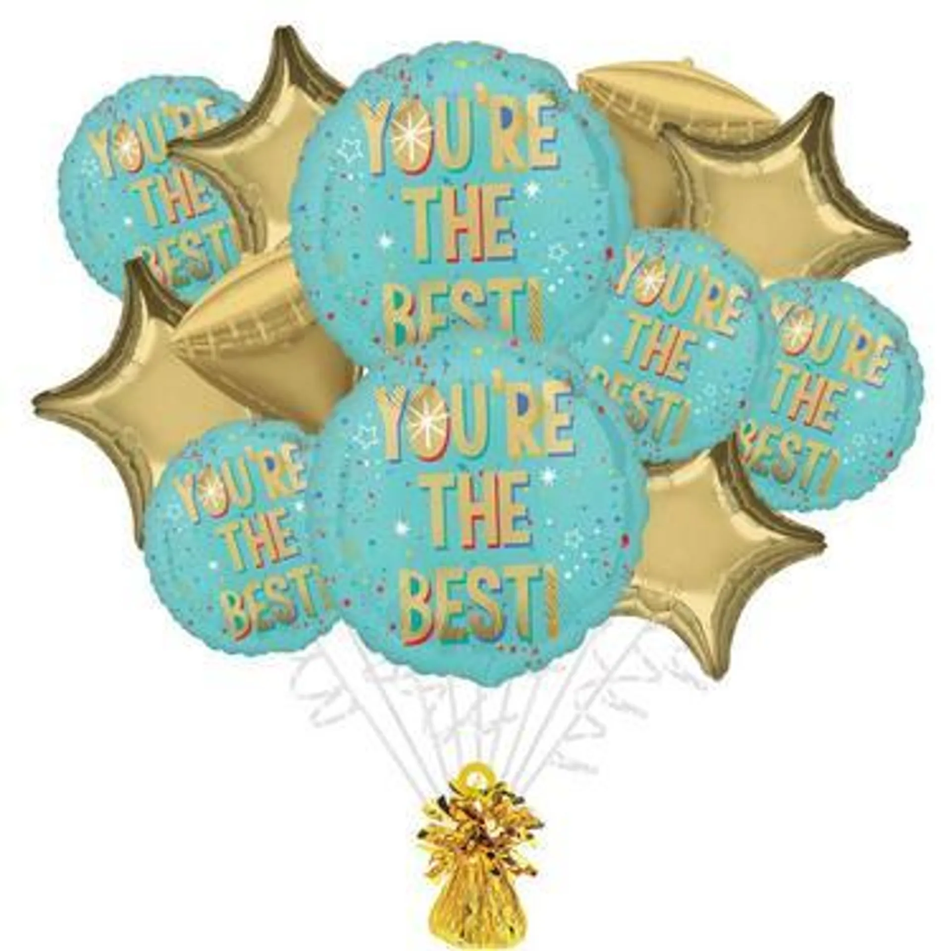 Premium Paint Splash You're the Best Foil Balloon Bouquet with Balloon Weight, 13pc