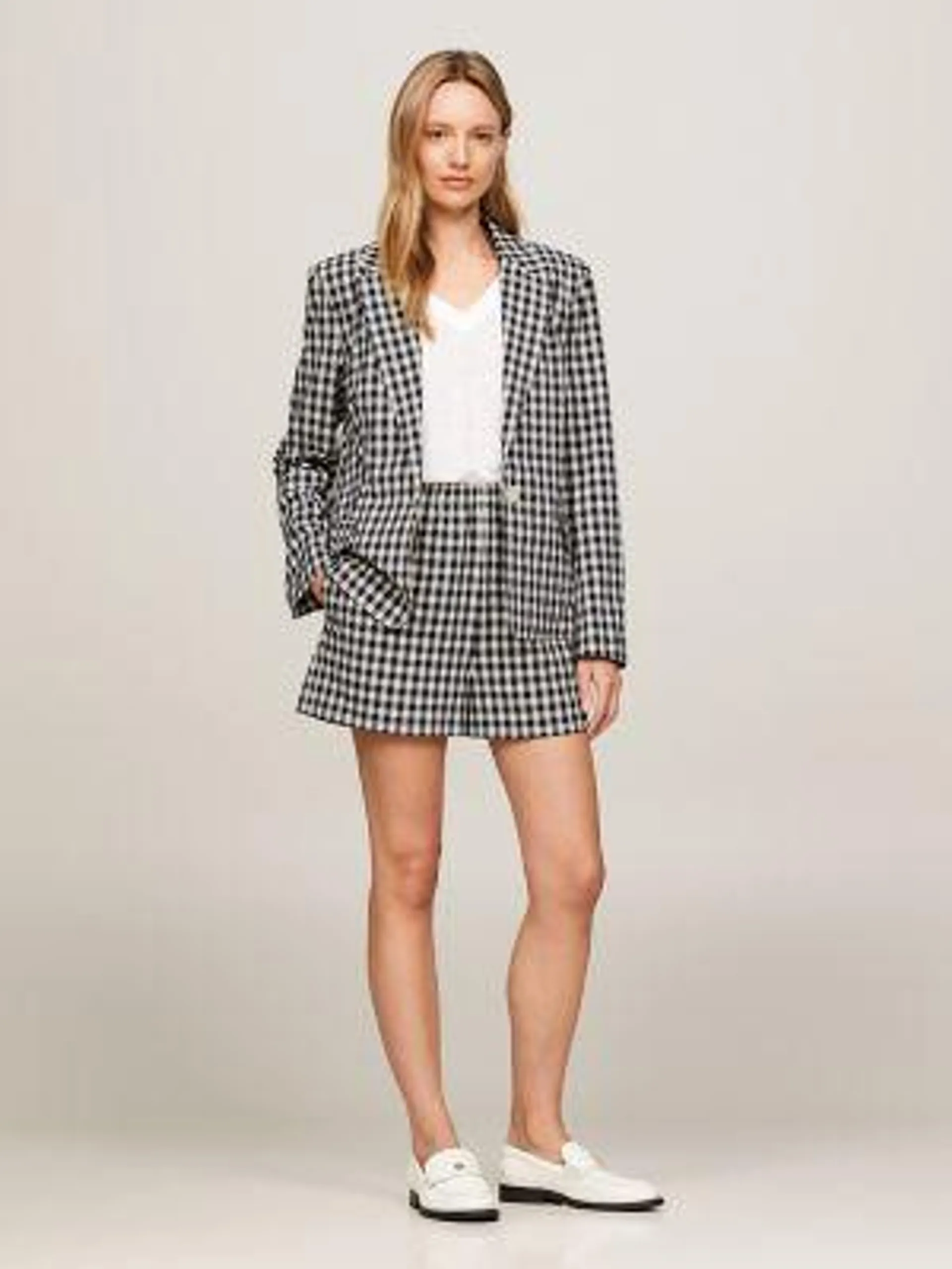 Slim Fit Gingham Check Seersucker Blazer