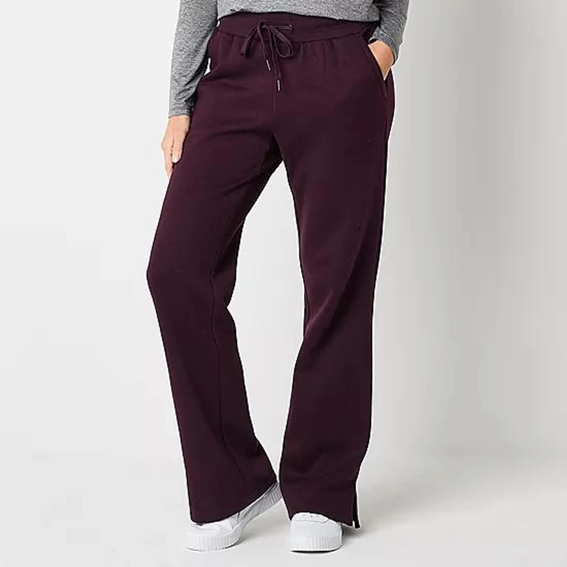 Xersion Womens Super Soft Fleece Mid Rise Straight Sweatpant