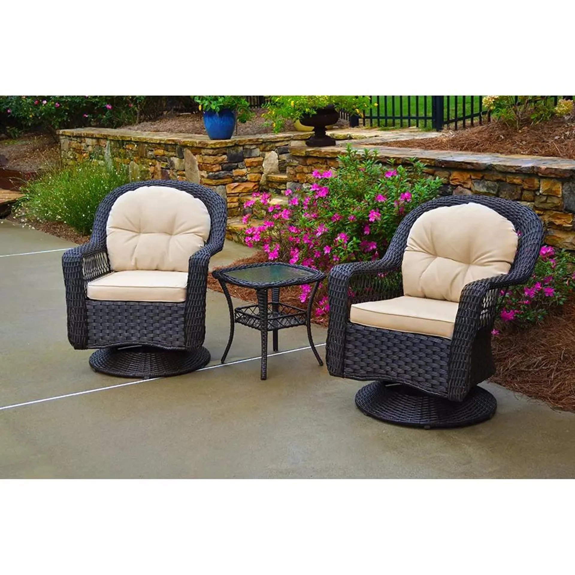 Tortuga Outdoor 3-Pc. Swivel Gliding Bistro Set - Brown