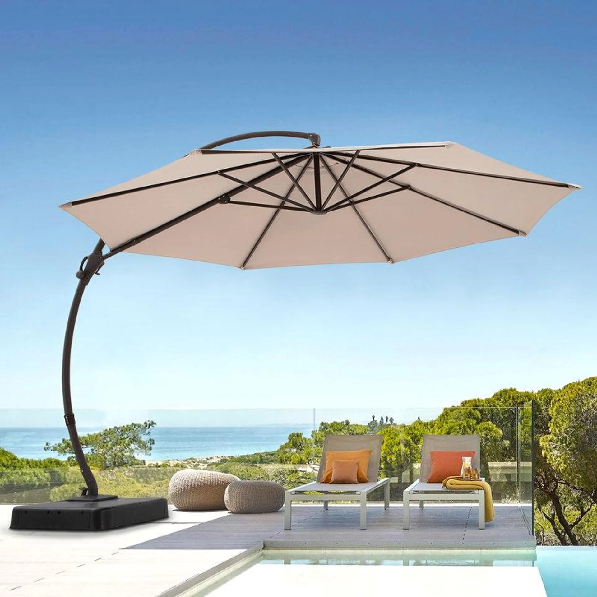 Ebonique Cantilever Umbrella with Base Included