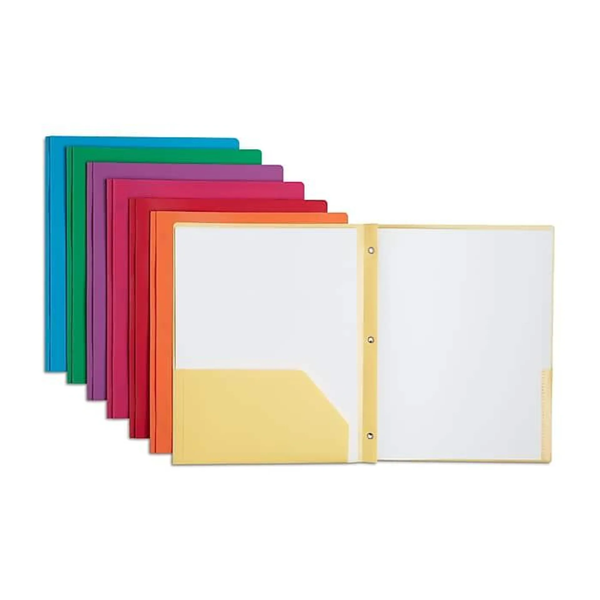 Staples 2-Pocket Plastic Presentation Folder with Fasteners,